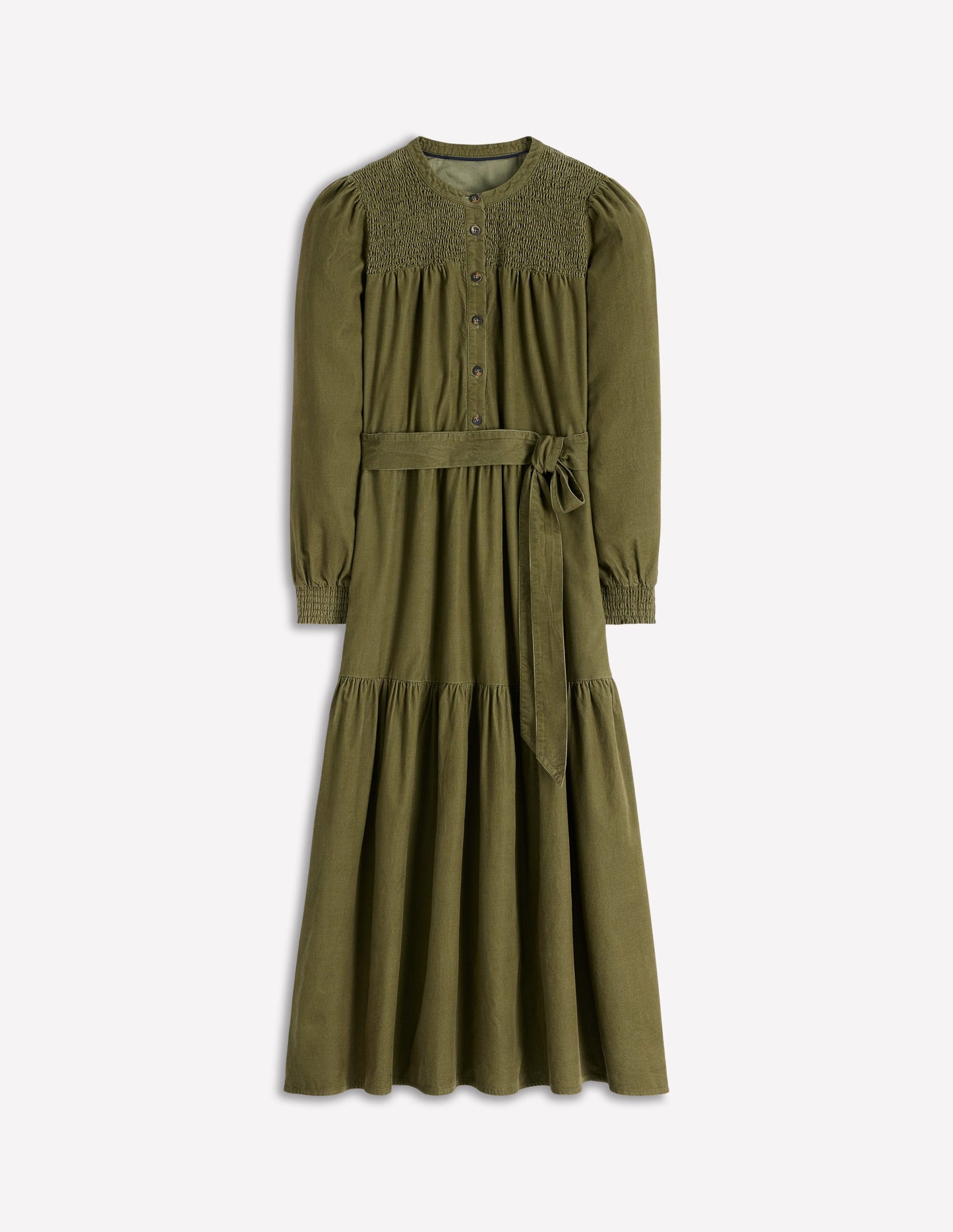 Cecily Cord Midi Dress-Woodland Green
