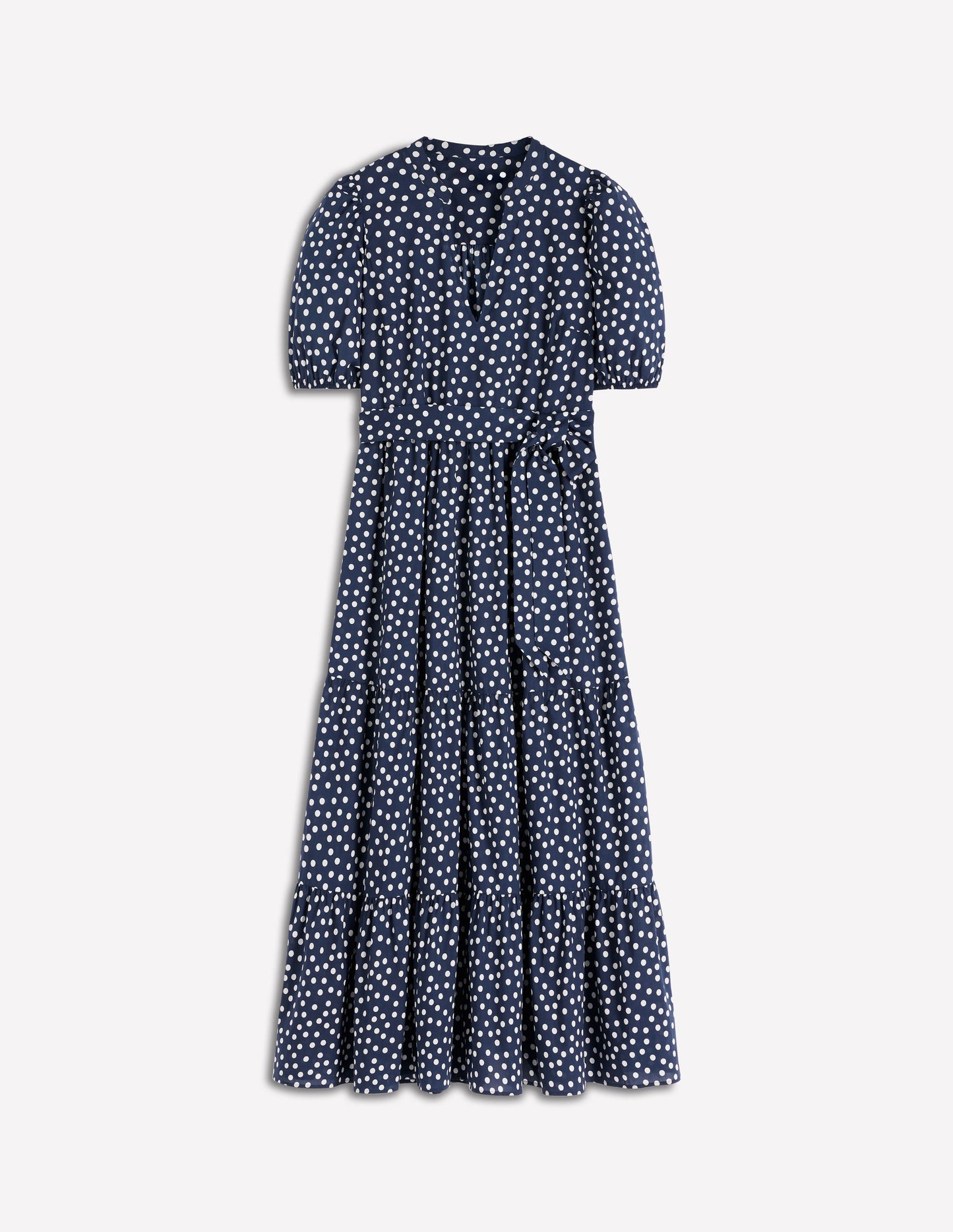 Christabel Cotton Midi Dress-French Navy, Painted Dot