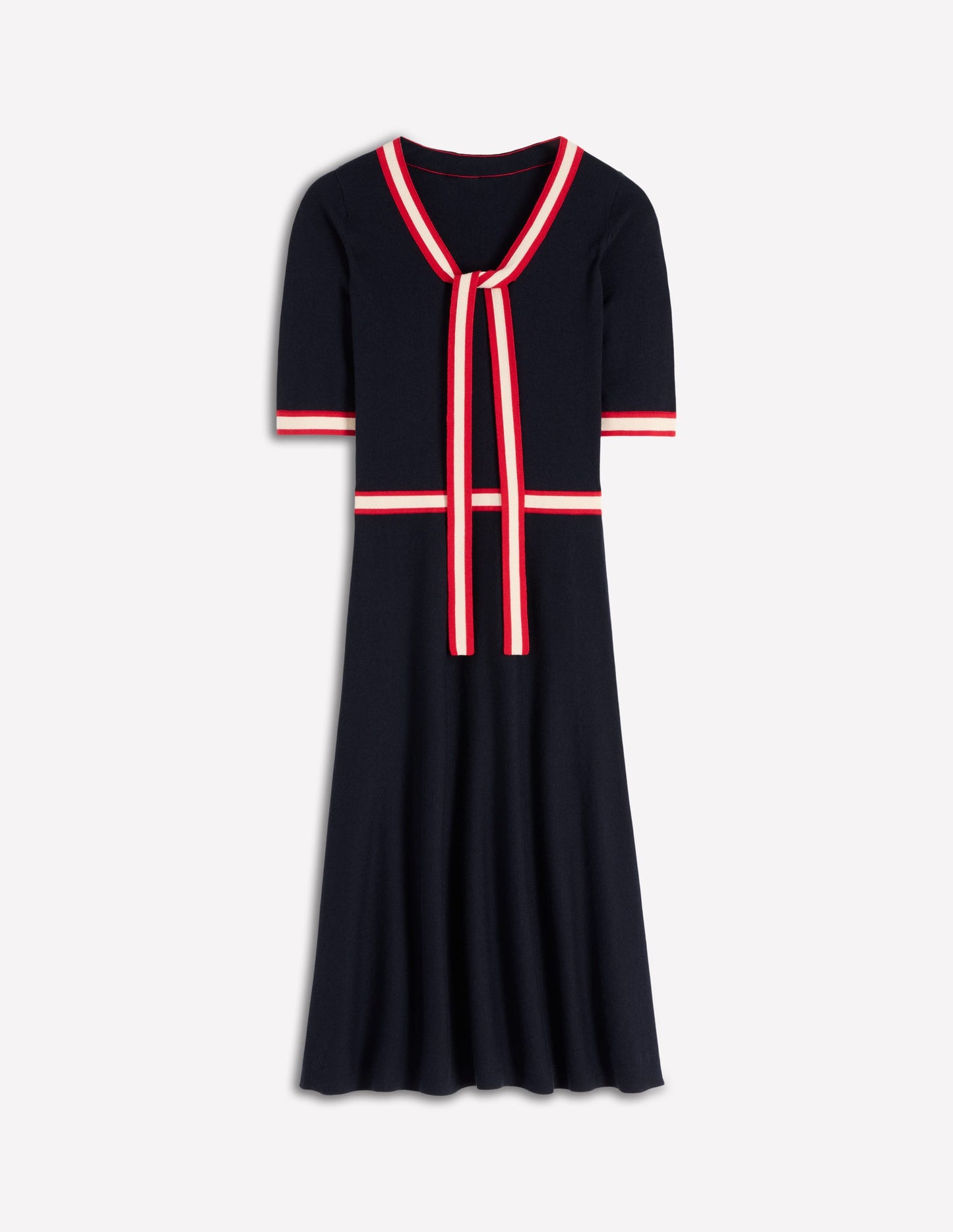 Tipped Bow Dress-Navy