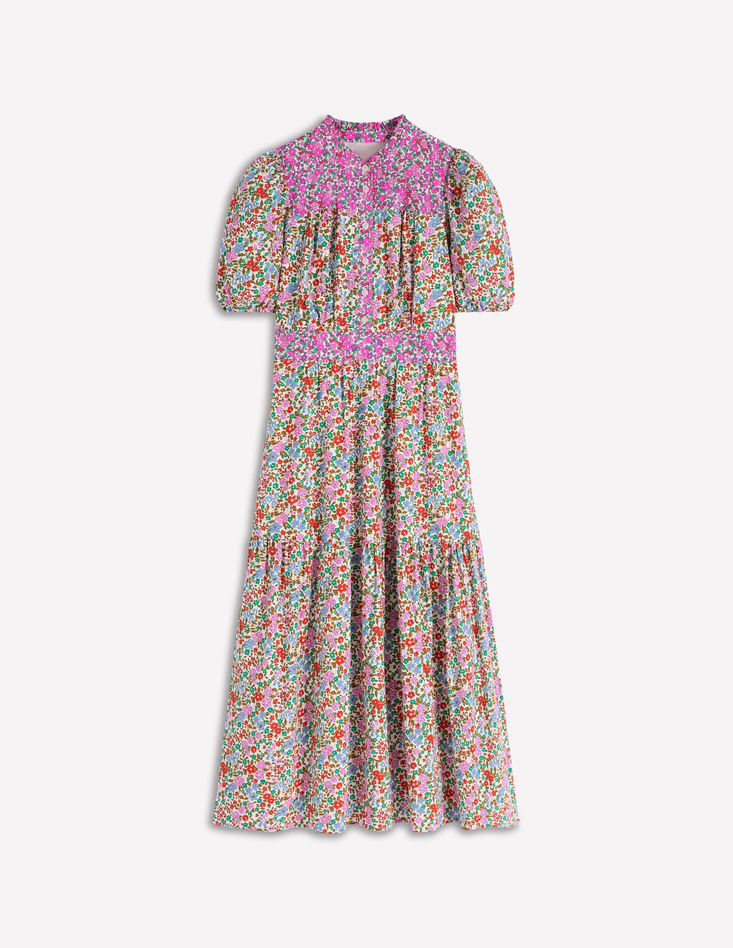 Beatrice Cotton Midi Dress-Multi, Flowerbed Cluster