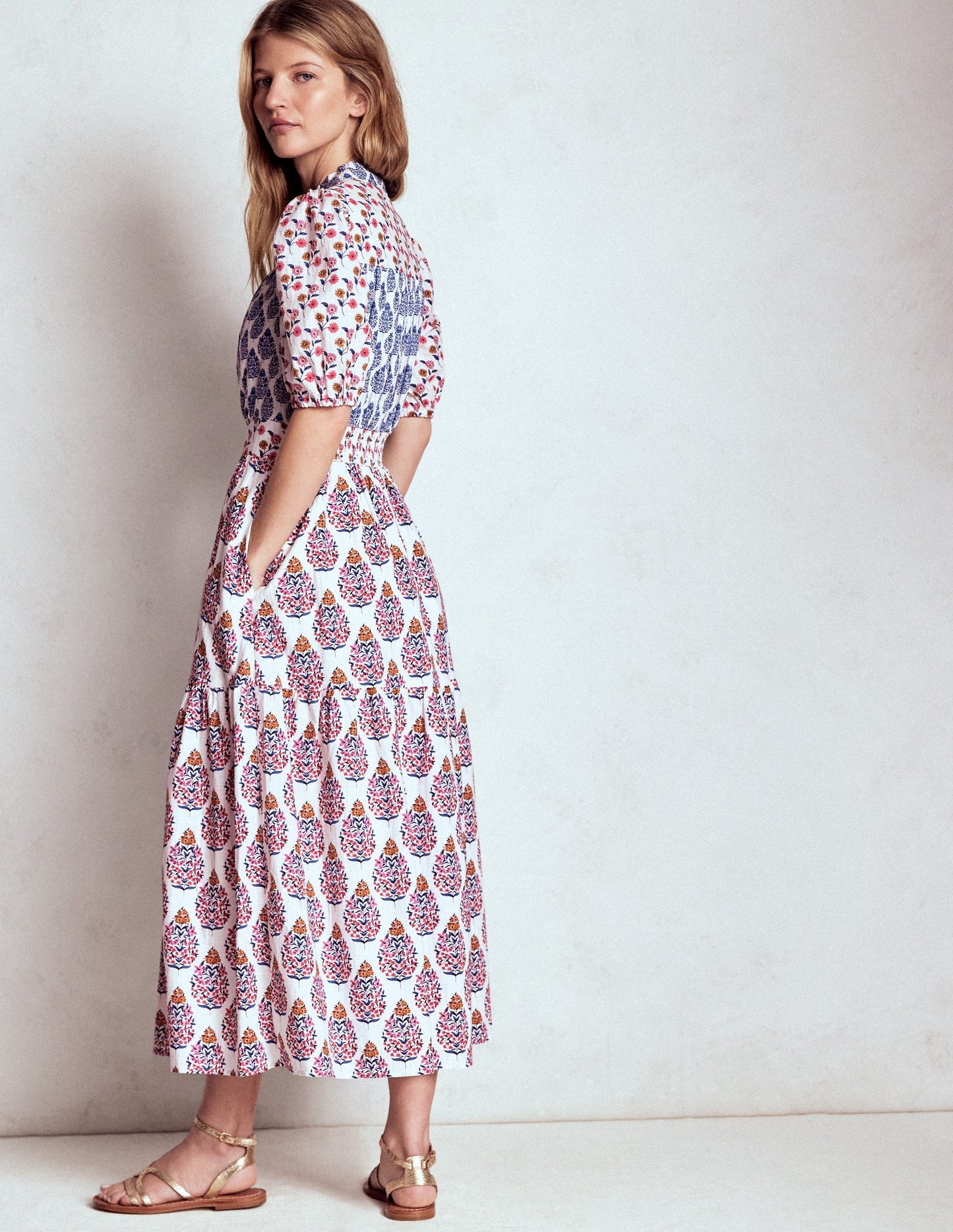 Beatrice Cotton Midi Dress-Multi, Wildflower Bouquet