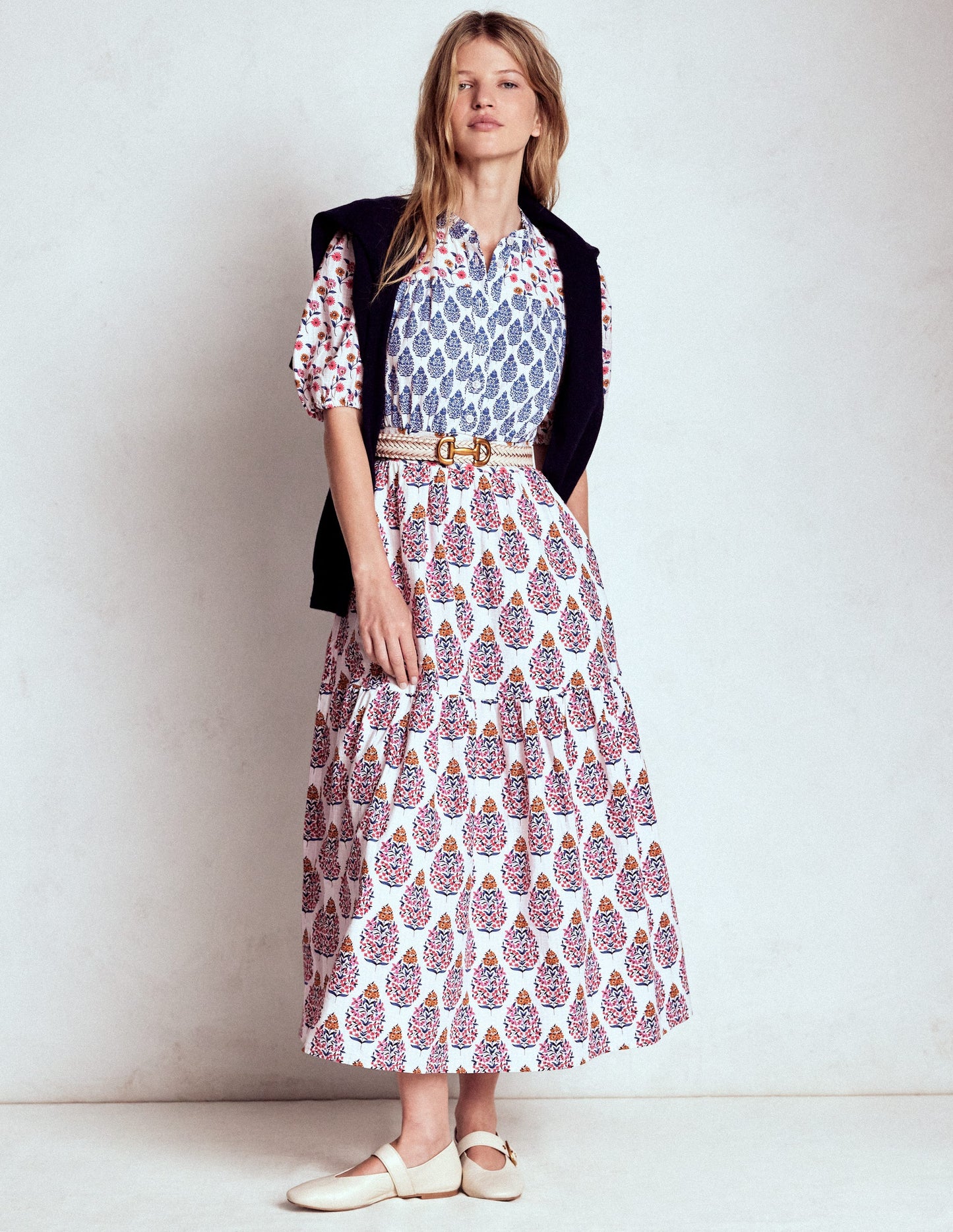 Beatrice Cotton Midi Dress-Multi, Wildflower Bouquet