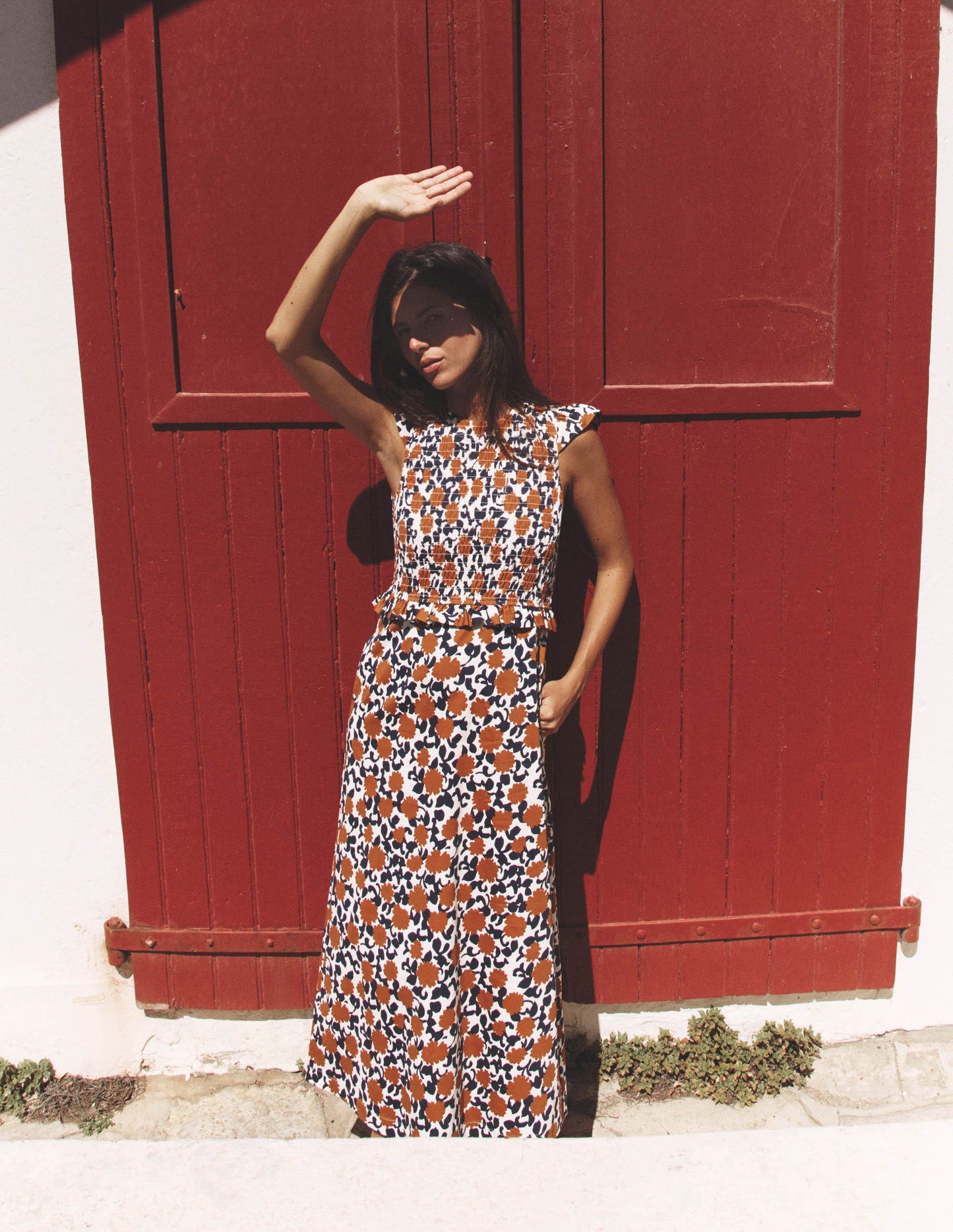 Carolina Smocked Midi Dress-Cognanc, Floweret Vine