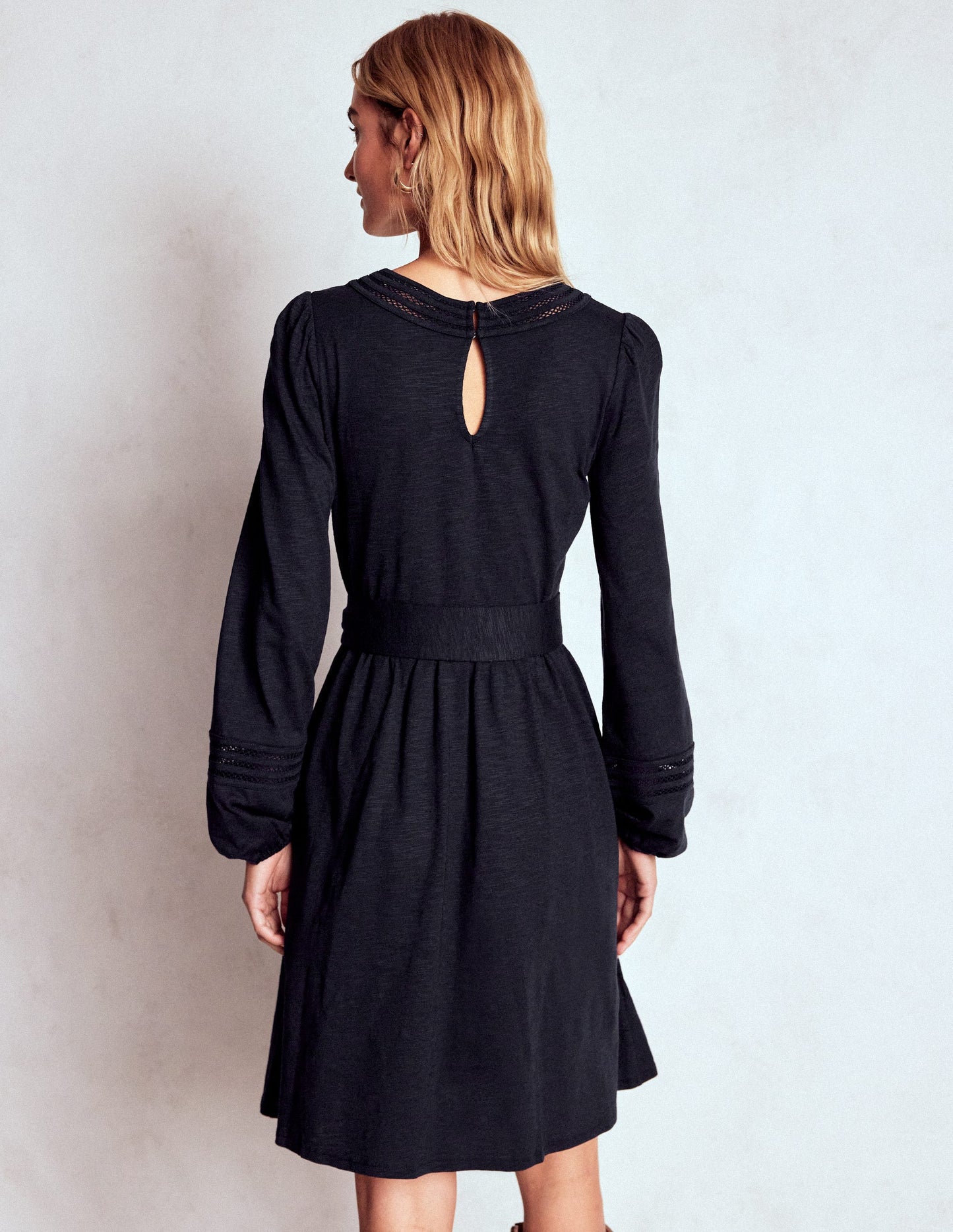 Athina Trim Insert Short Dress-Navy