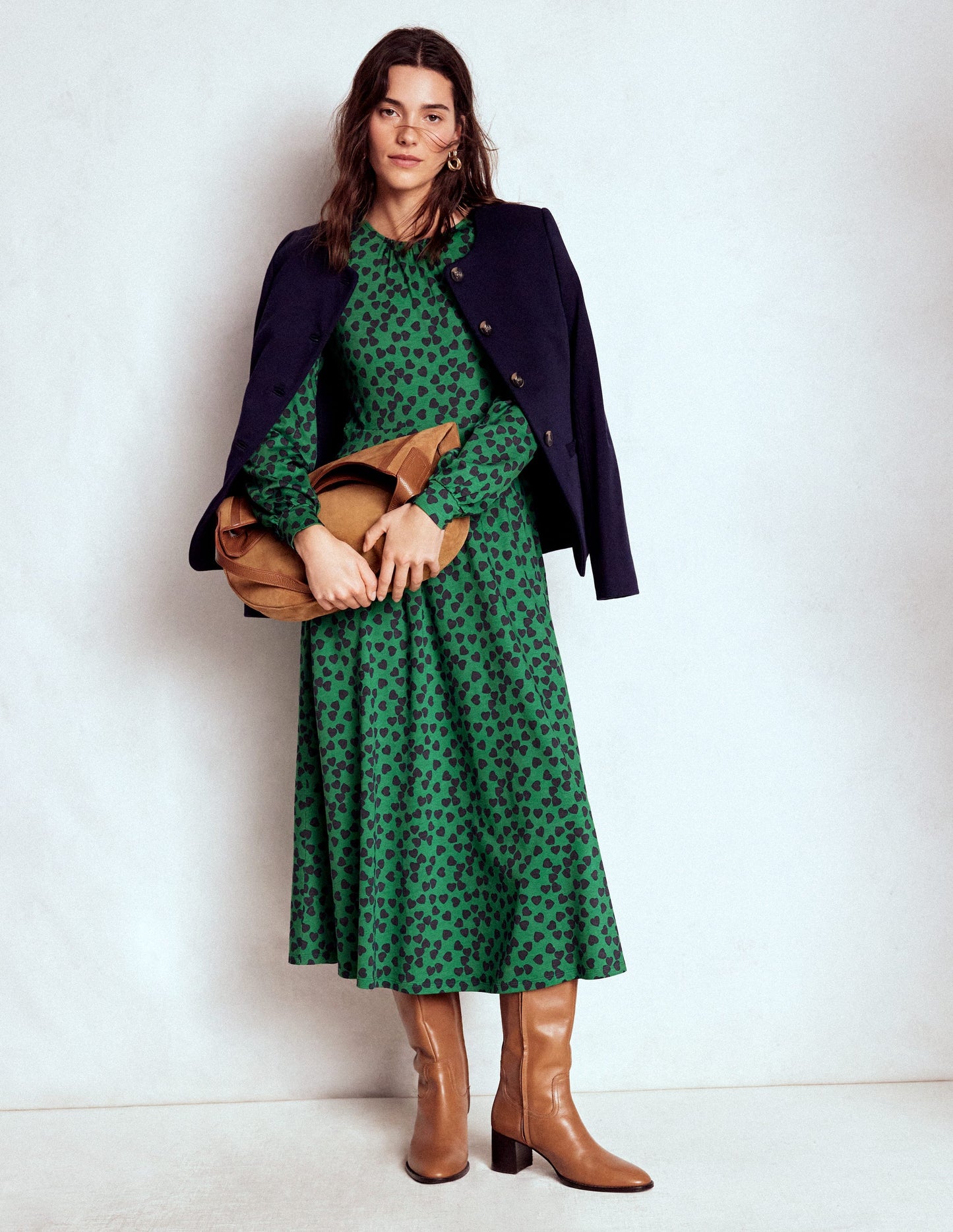Alexandra Jersey Midi Dress-French Navy, Heart Cascade