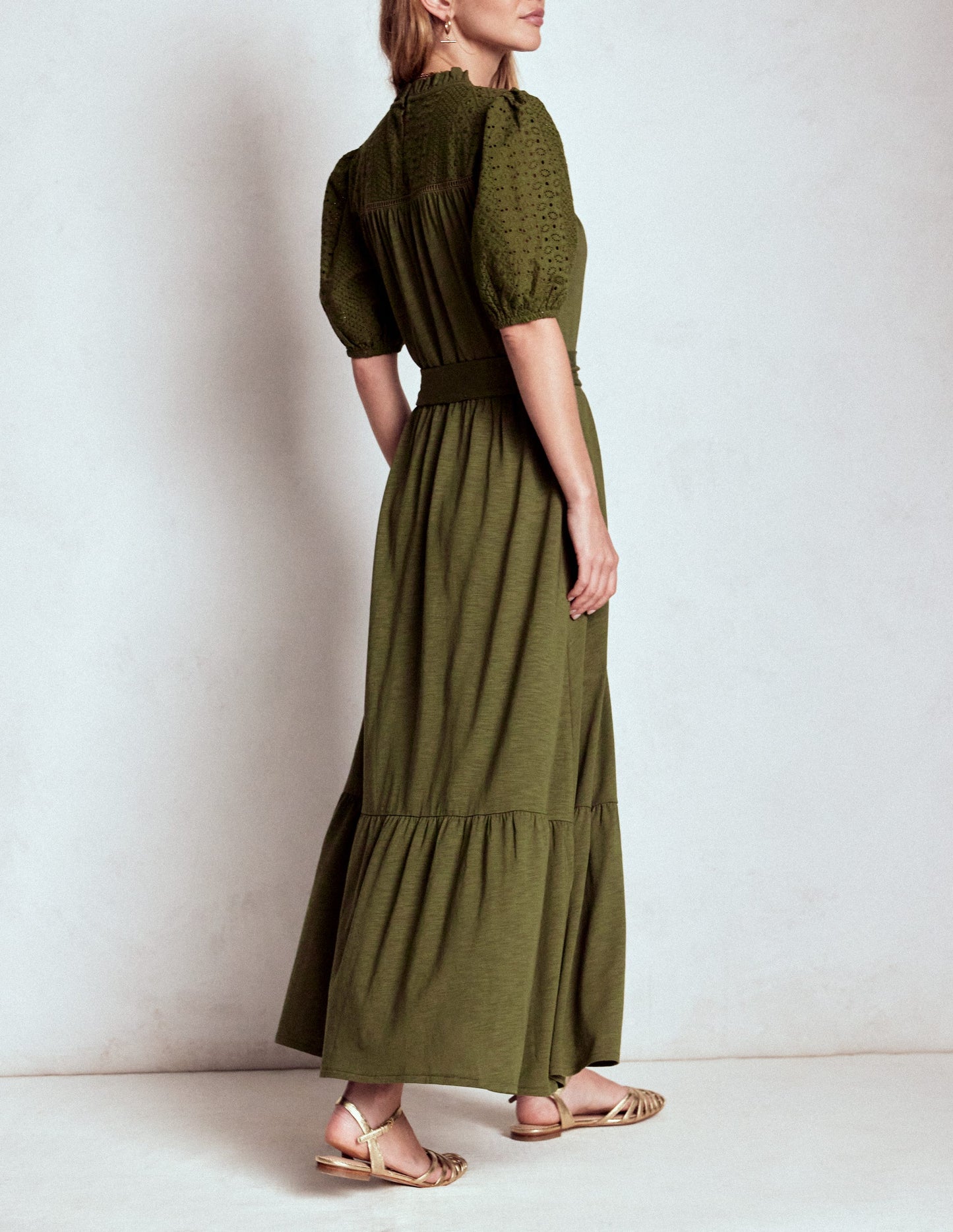 Lorelei Broderie Jersey Dress-Woodland Green
