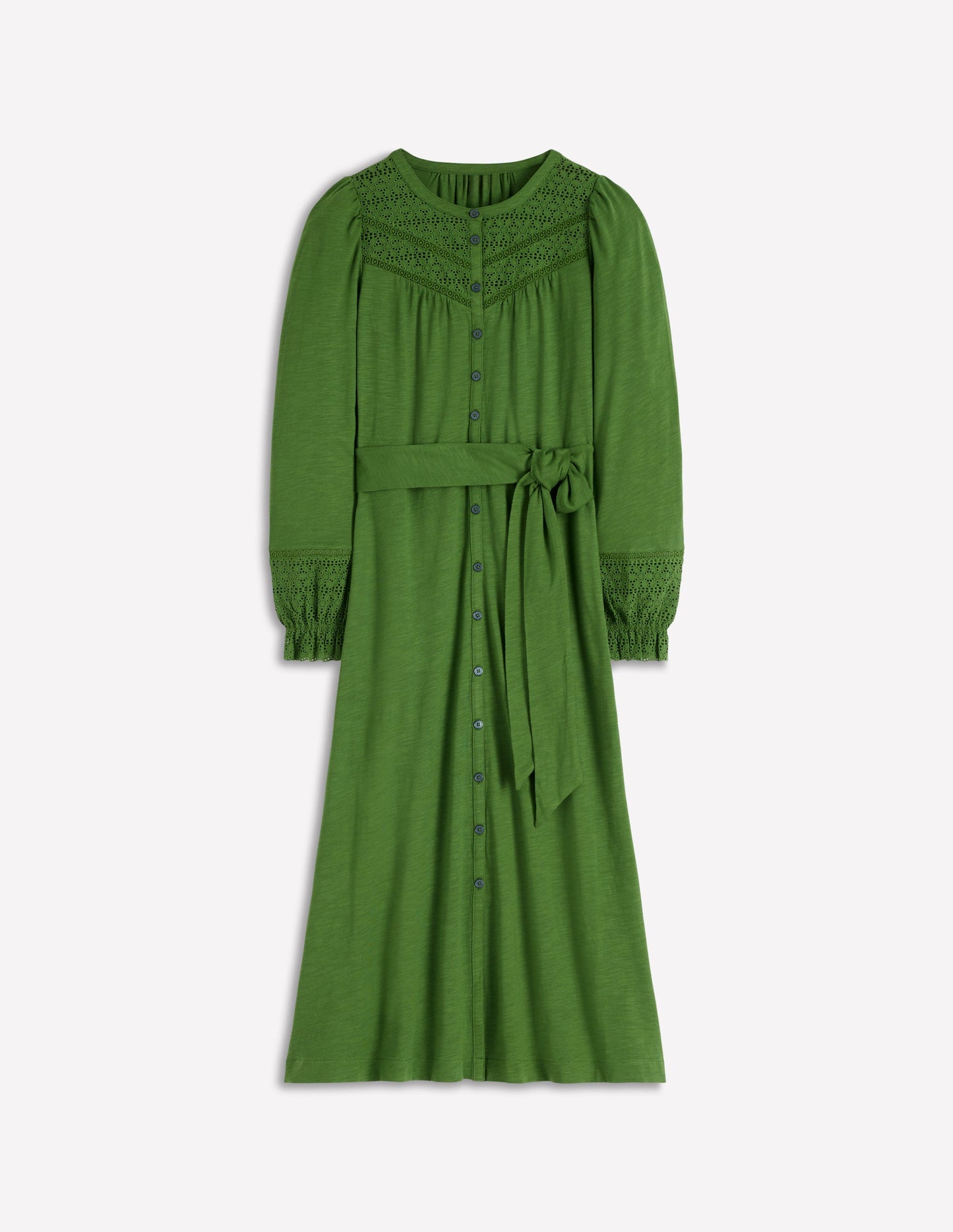 Pippa Broderie Jersey Dress-Promenade Green