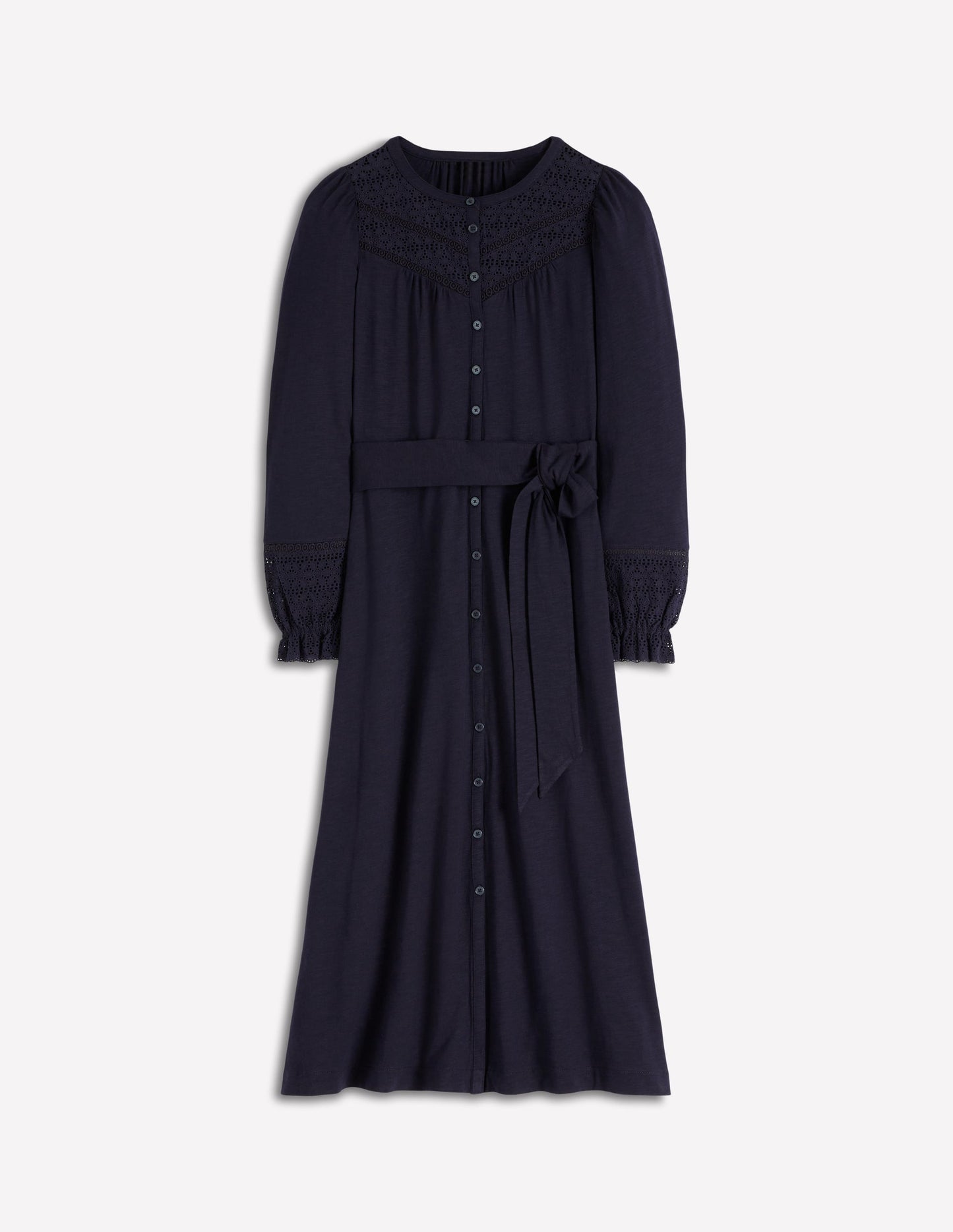 Pippa Broderie Jersey Dress-Navy