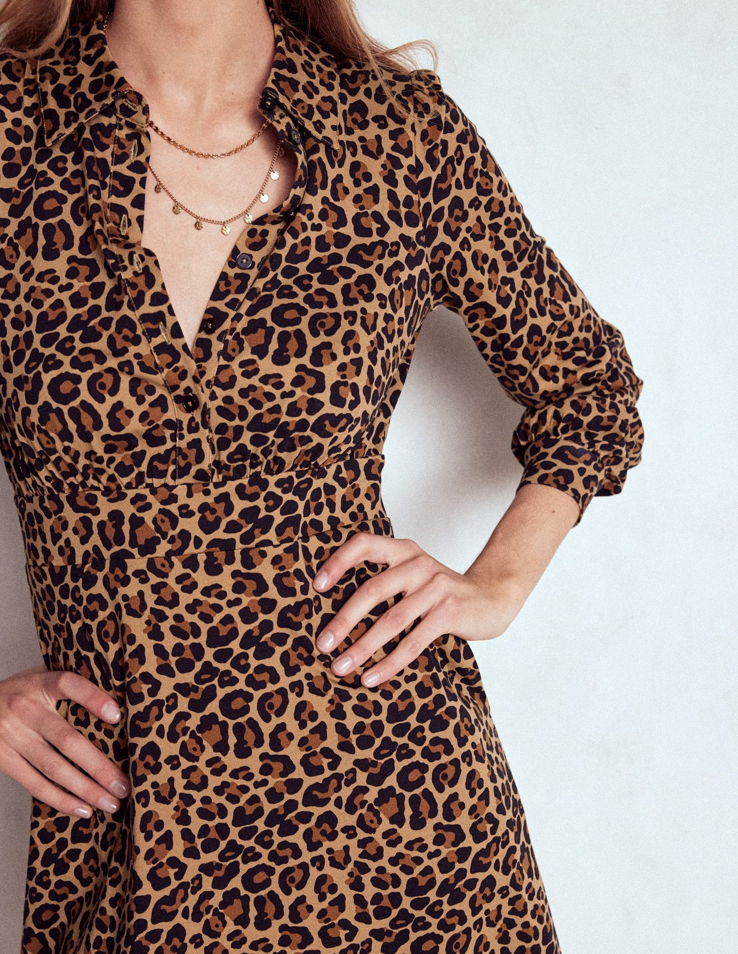 Orla Short Jersey Shirt Dress-Cheetah Pop