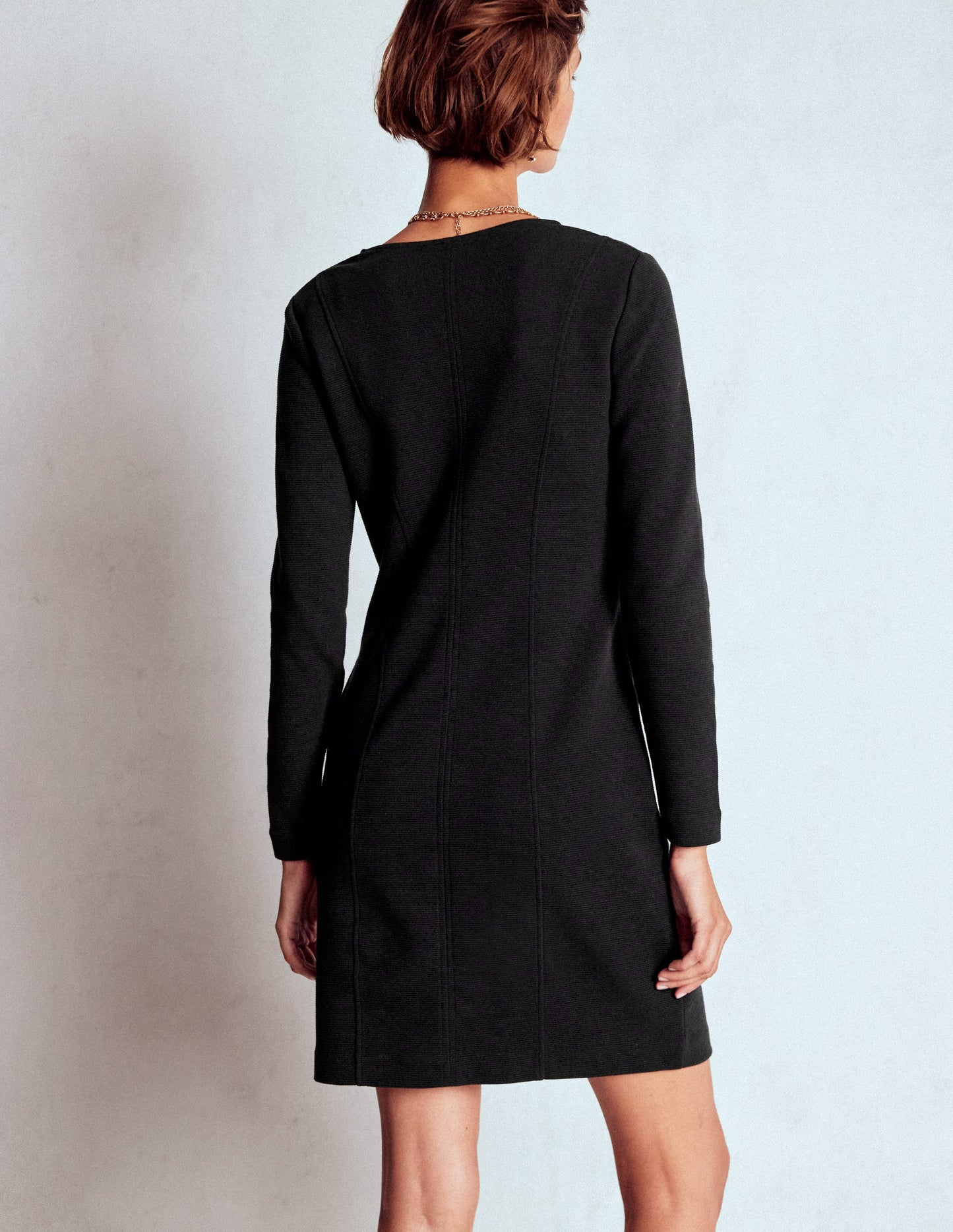 Ellen V-neck Ottoman Dress-Black