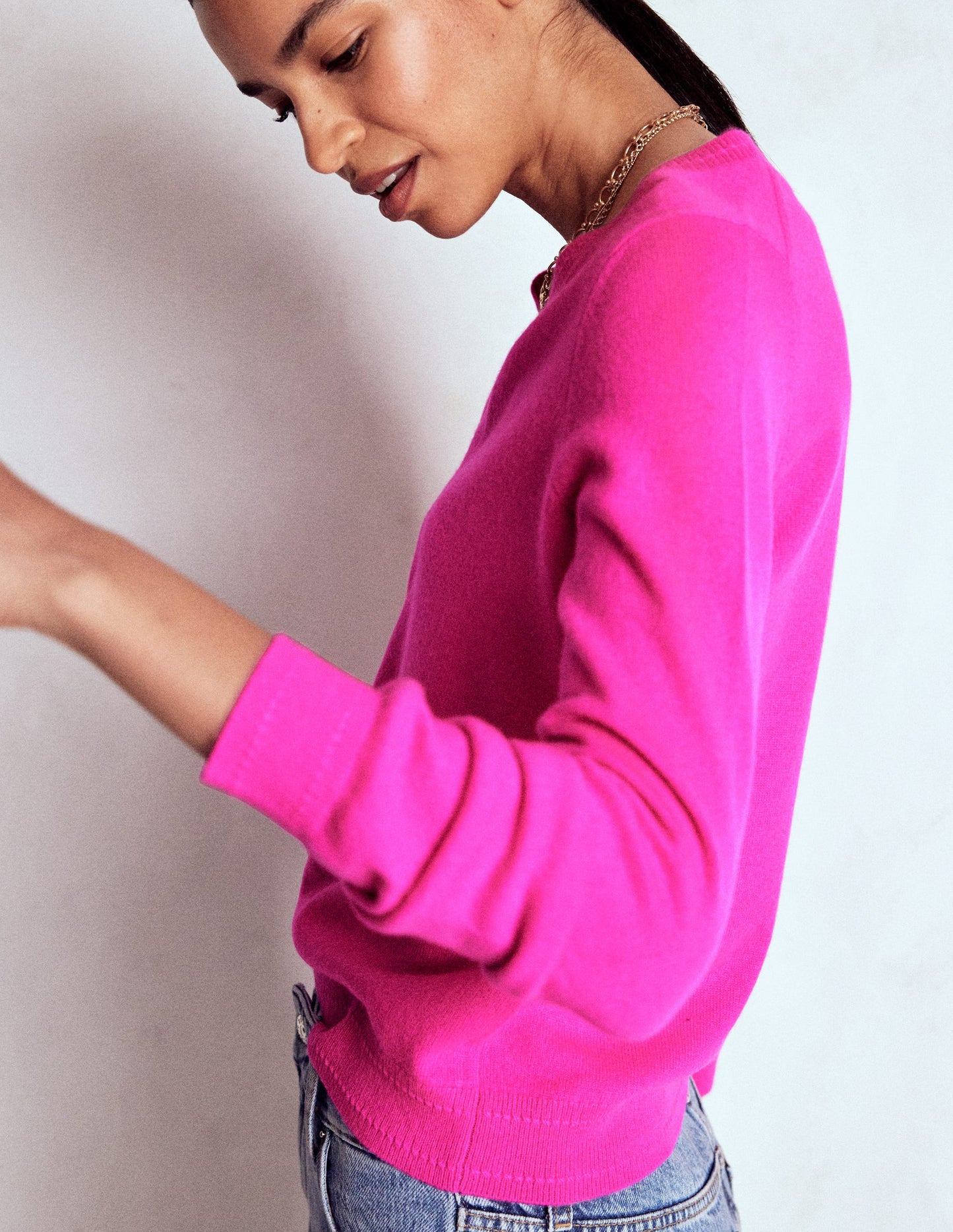Eva Cashmere V-neck Jumper-Pop Pansy
