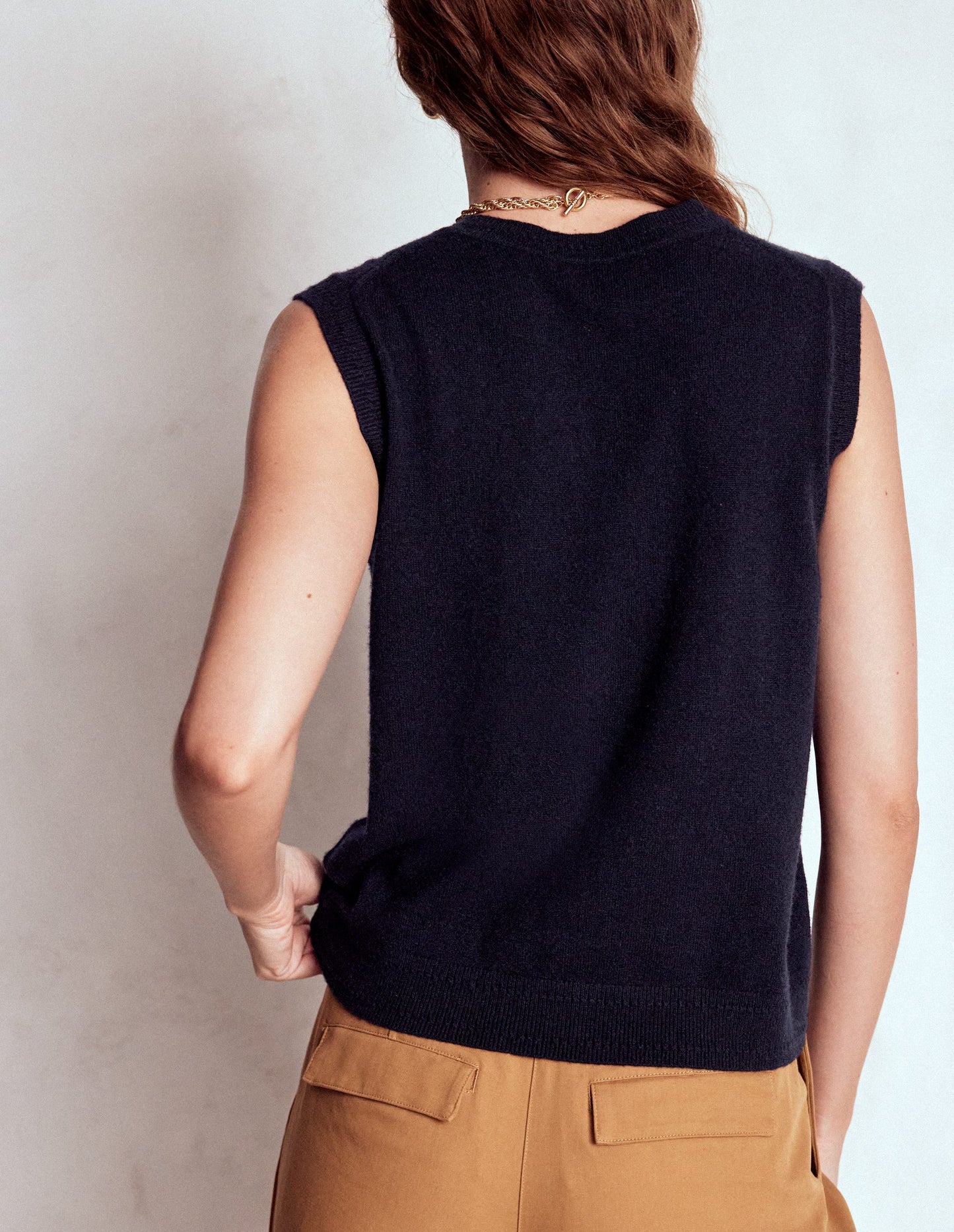 Eva Cashmere Tank-Navy