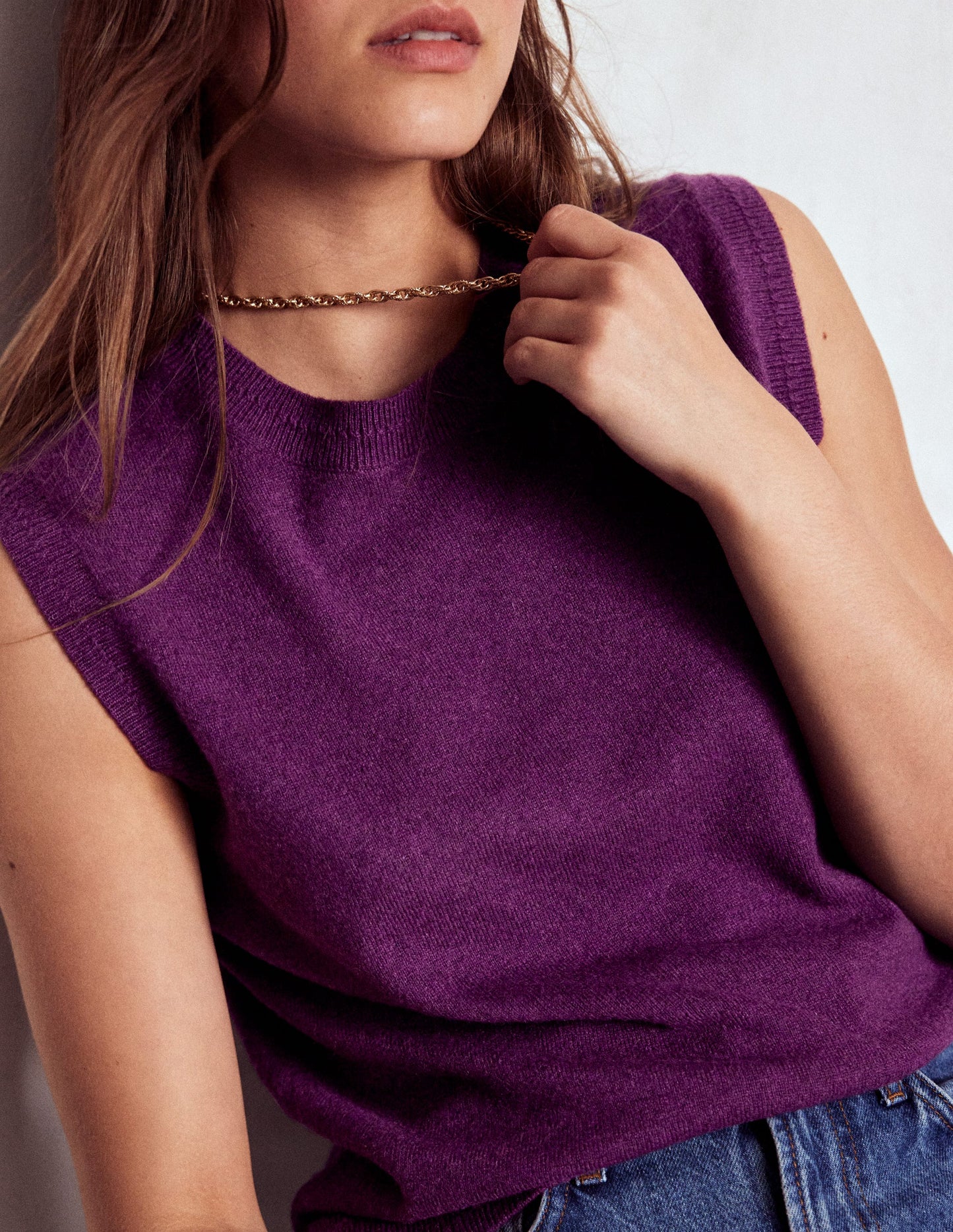 Eva Cashmere Tank-Plum Melange