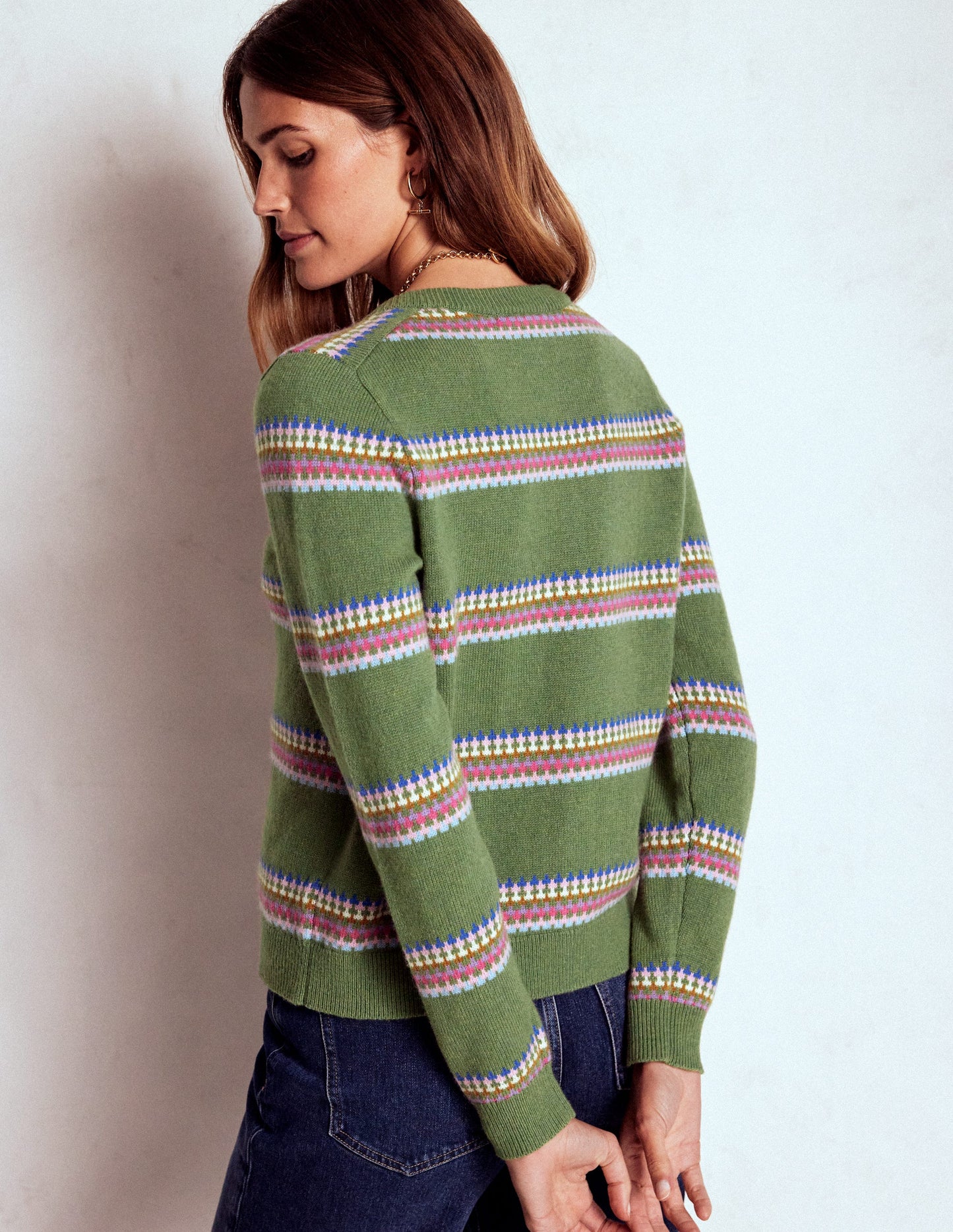 Edie Fair Isle Cardigan-Green, Diamond