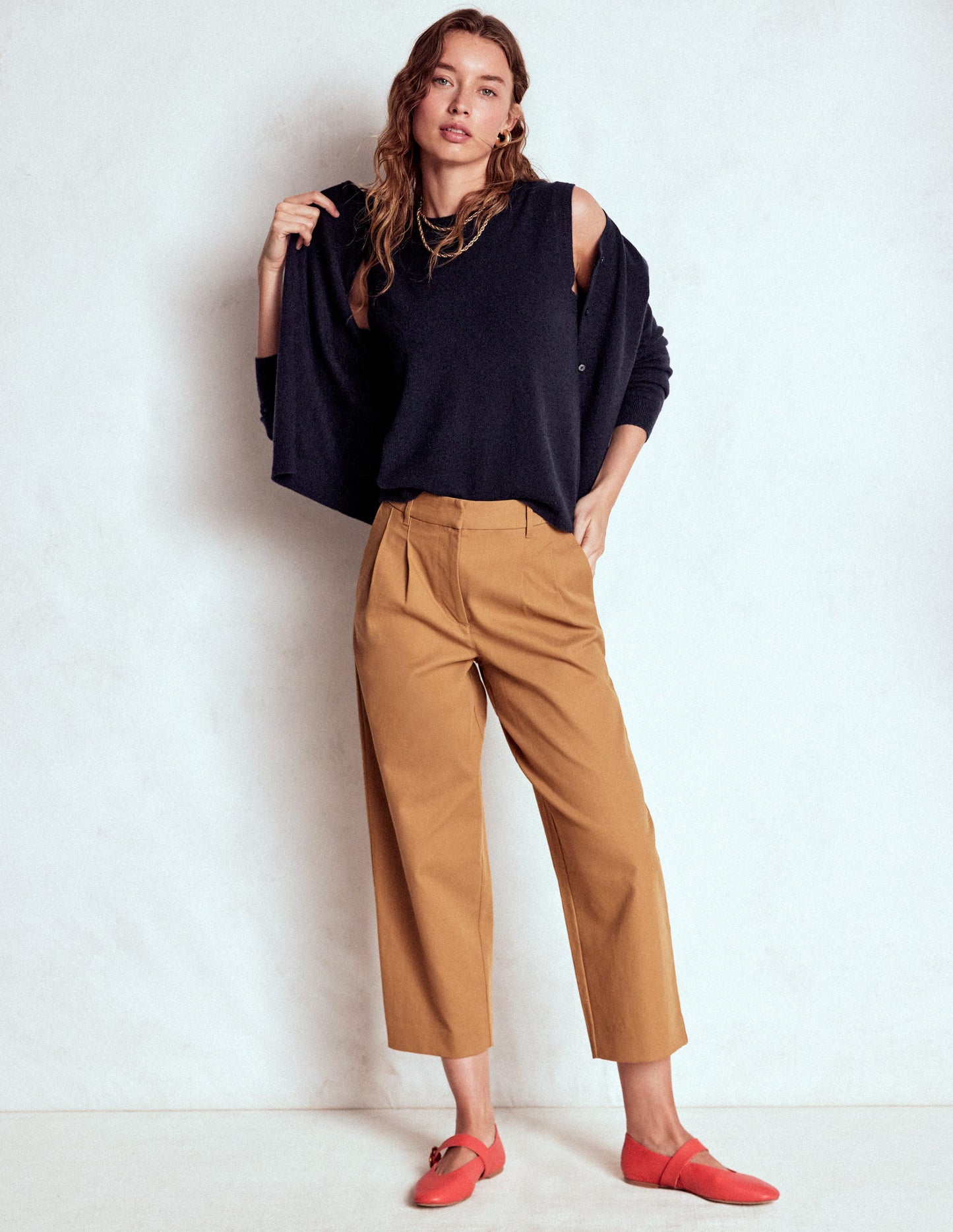 Eva Cashmere Crew Cardigan-Navy