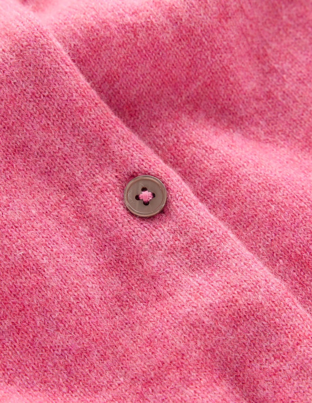 Eva Cashmere Crew Cardigan-Rose Pink Melange