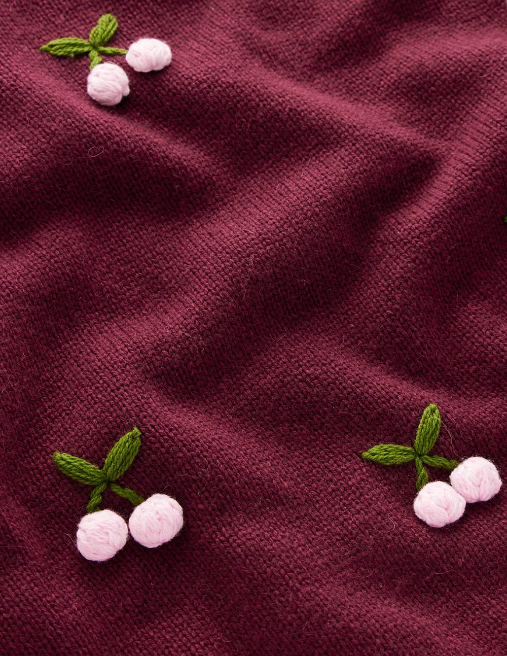 Natalie Embroidered Jumper-Chestnut Melange, Cherry