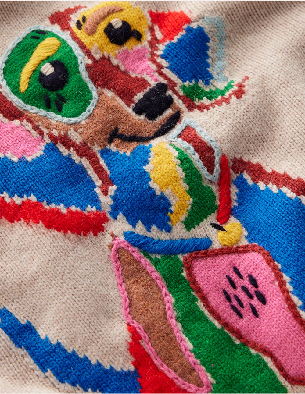Natalie Embroidered Jumper-Oatmeal Melange, Daschund