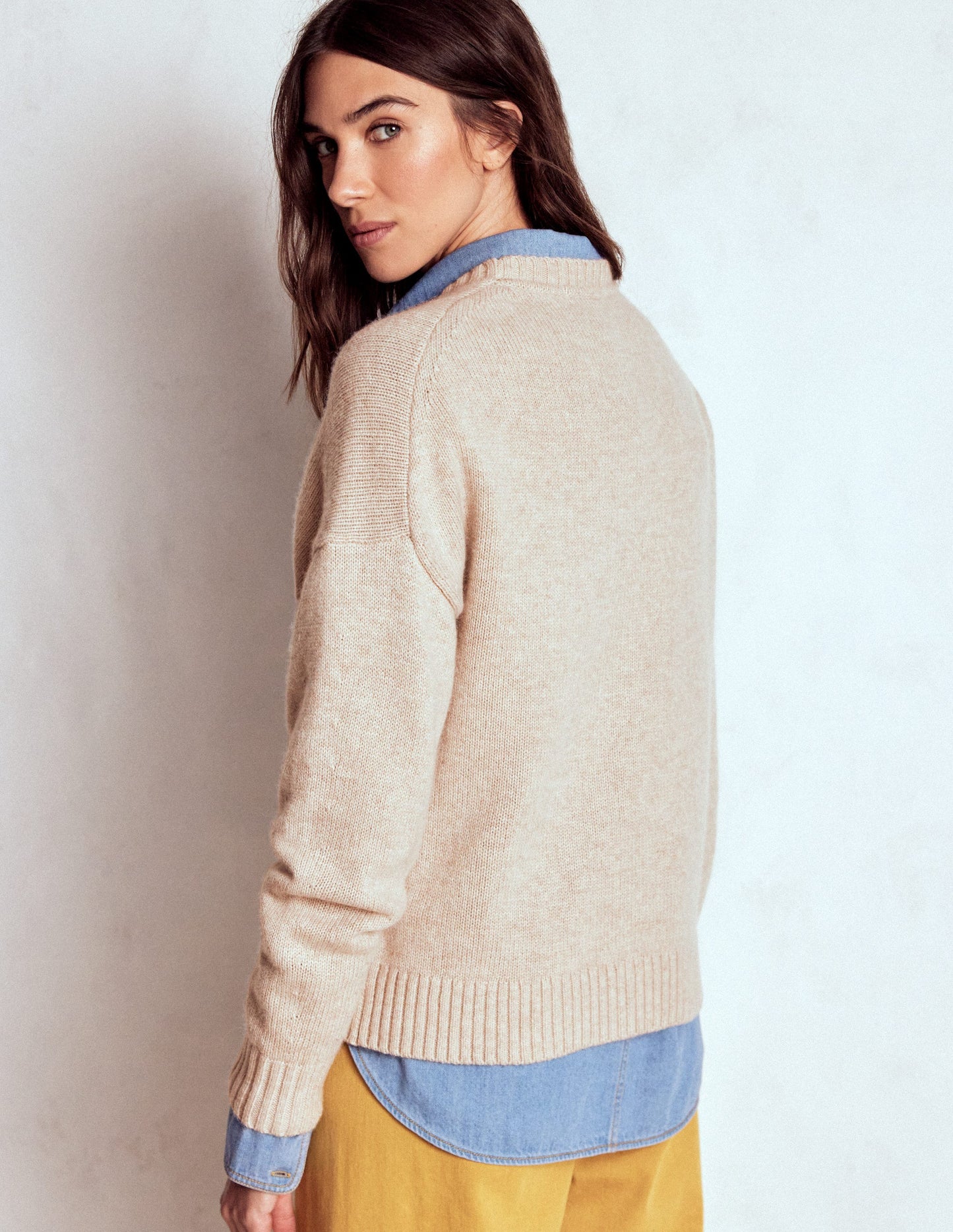Natalie Embroidered Jumper-Oatmeal Melange, Daschund