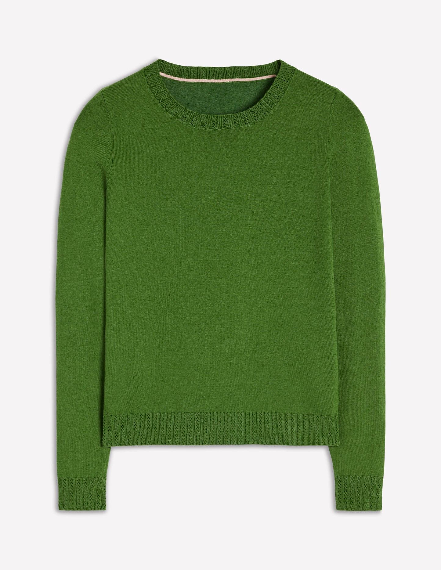 Emilia Cotton Crew Jumper-Promenade Green