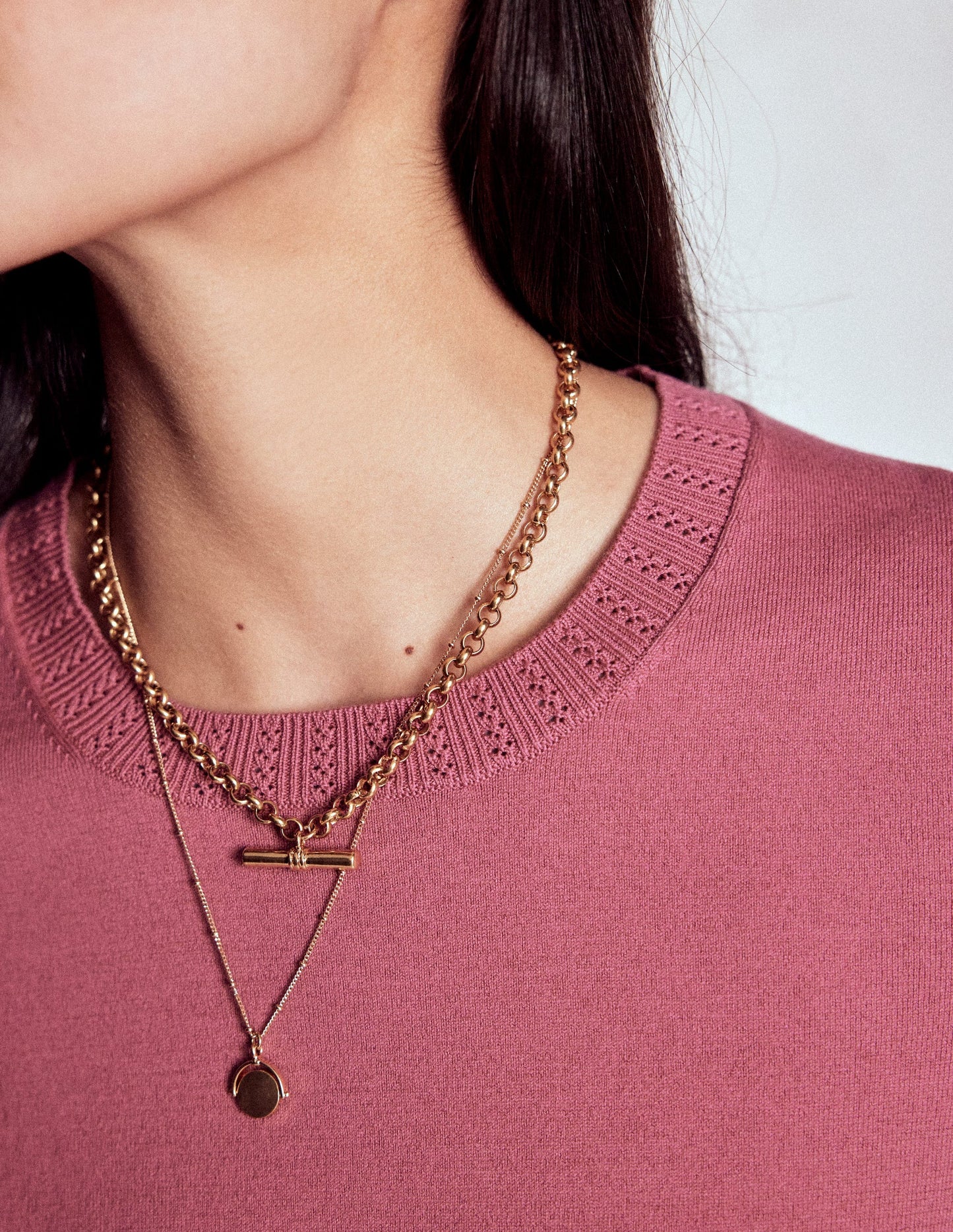 Emilia Cotton Crew Jumper-Pink Heather