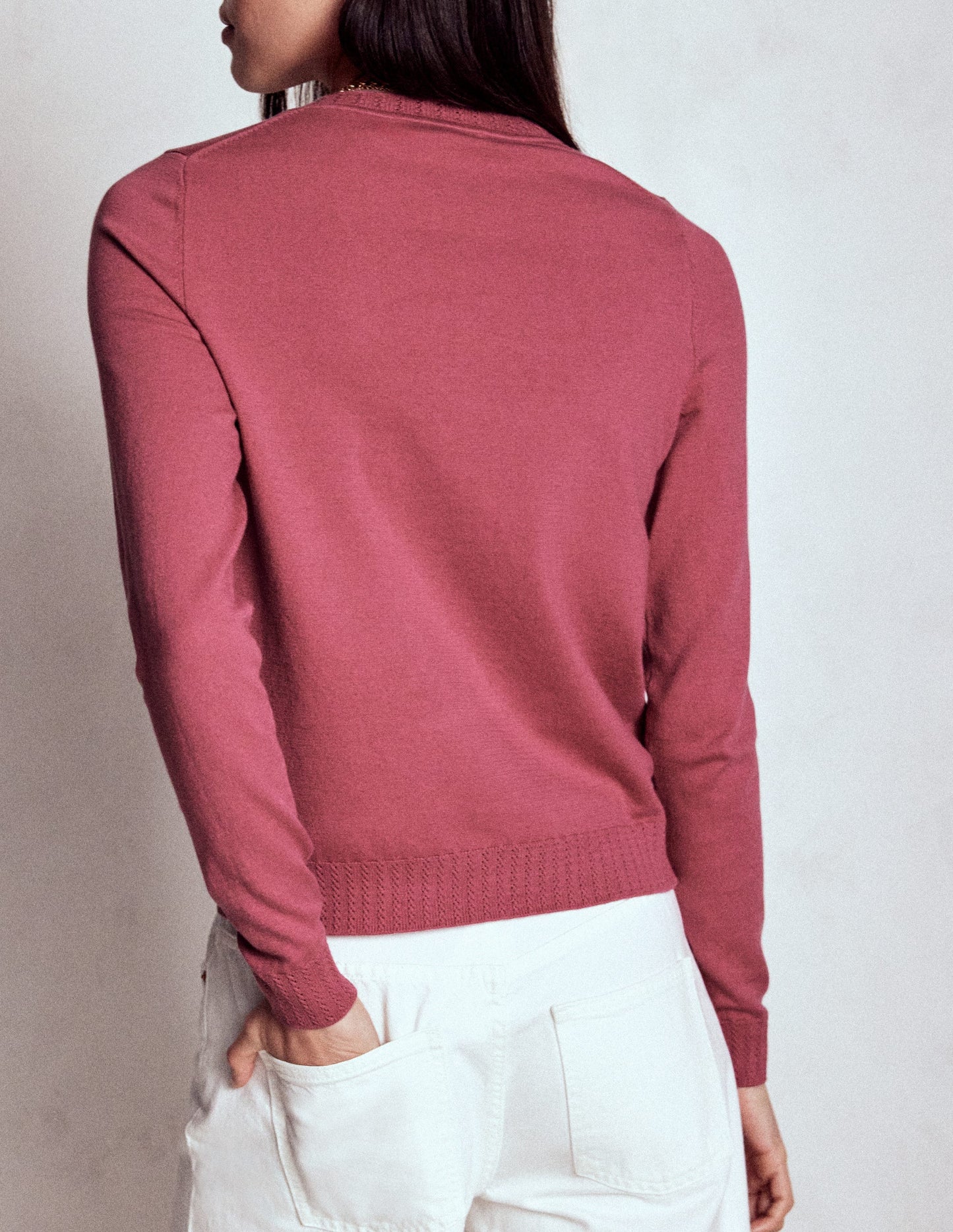 Emilia Cotton Crew Jumper-Pink Heather