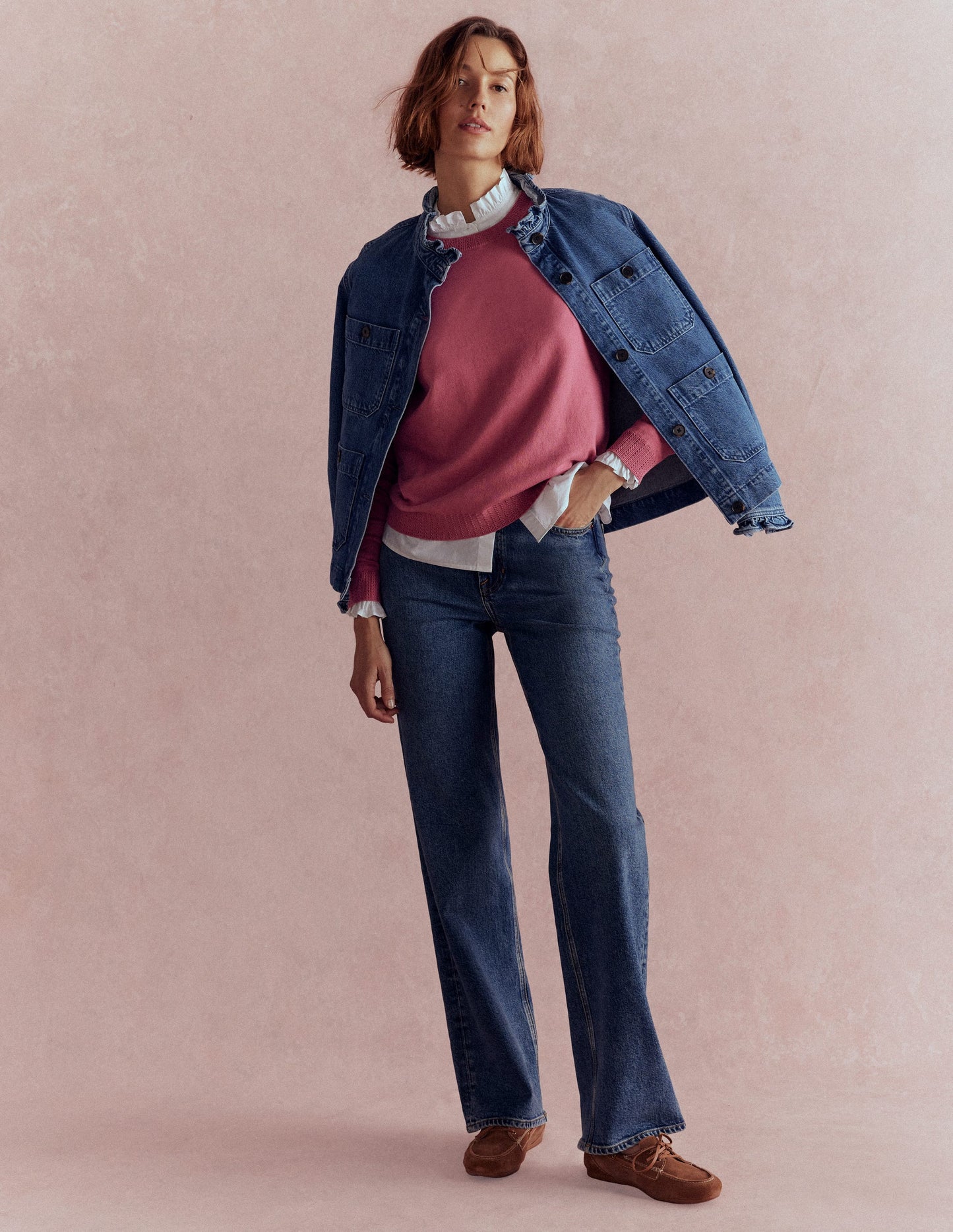 Emilia Cotton Crew Jumper-Pink Heather