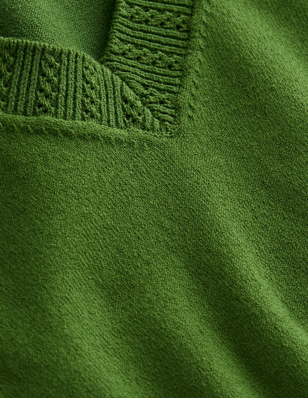 Emilia Cotton V-Neck Jumper-Promenade Green