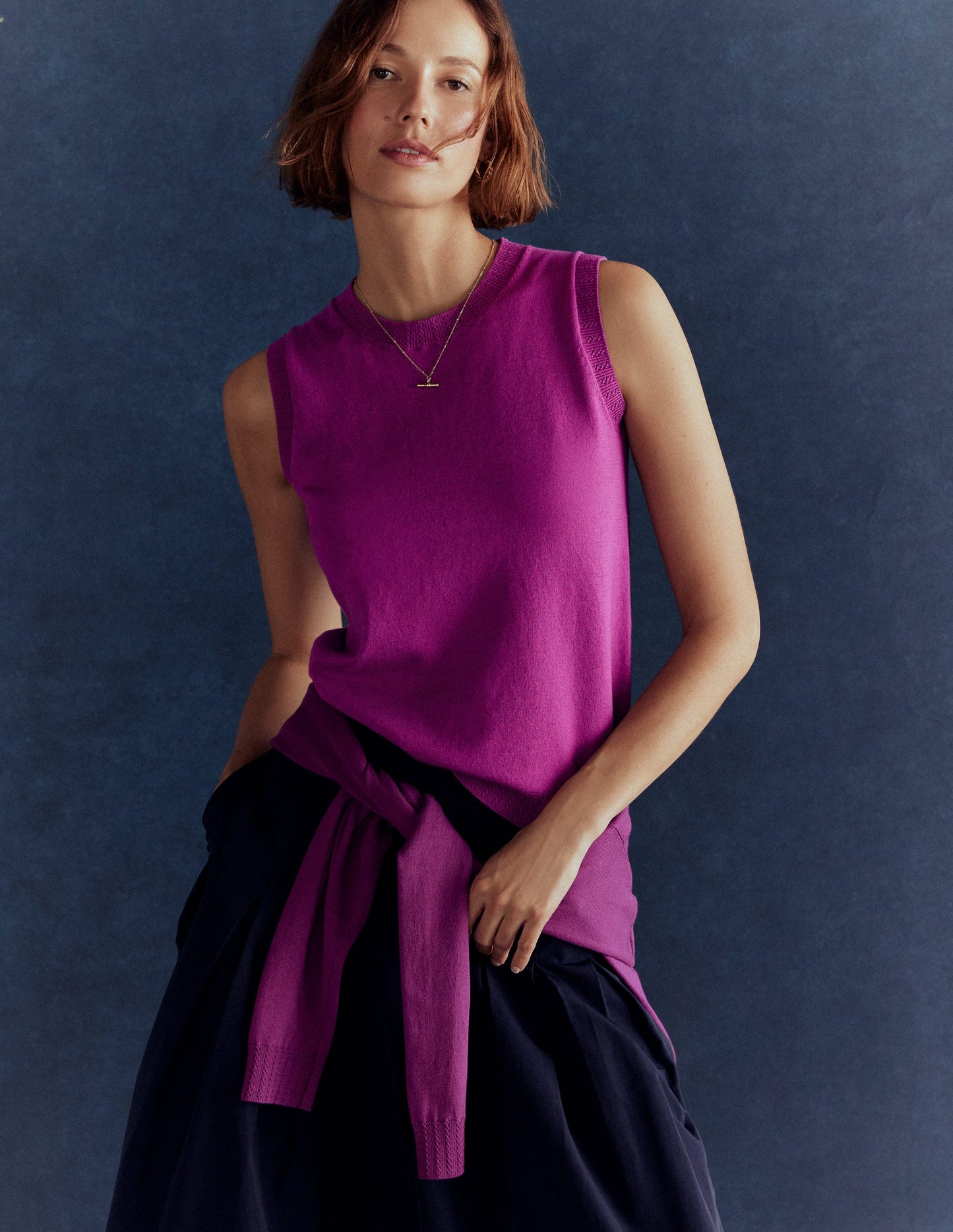 Emilia Cotton Crew Neck Tank-Regal Purple