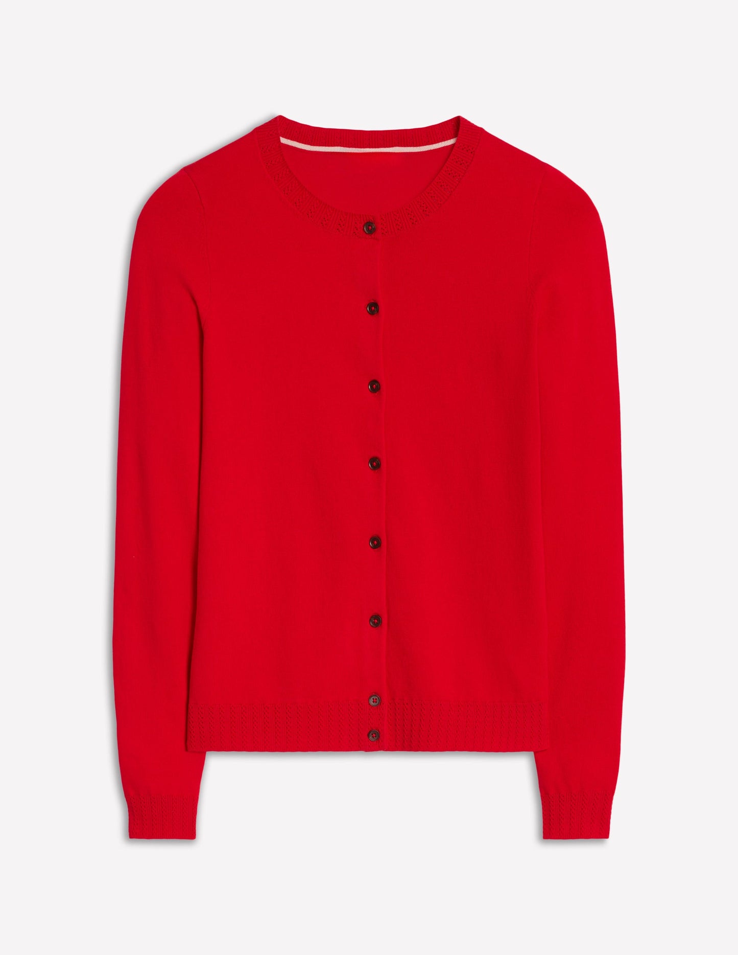 Emilia Cotton Crew Cardigan-Poppy Red