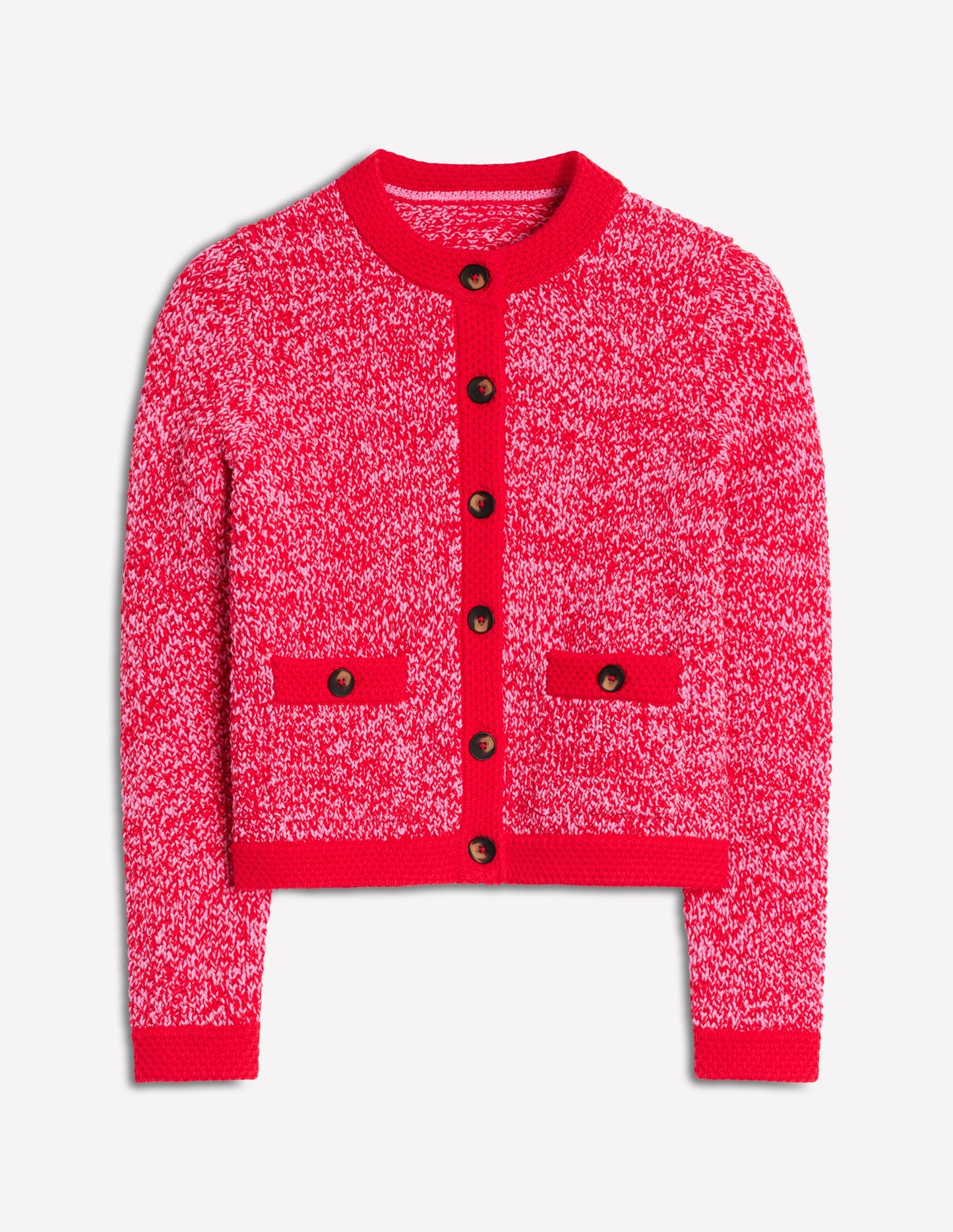 Libby Knitted Jacket-Pink Ribbon/ Poppy Red