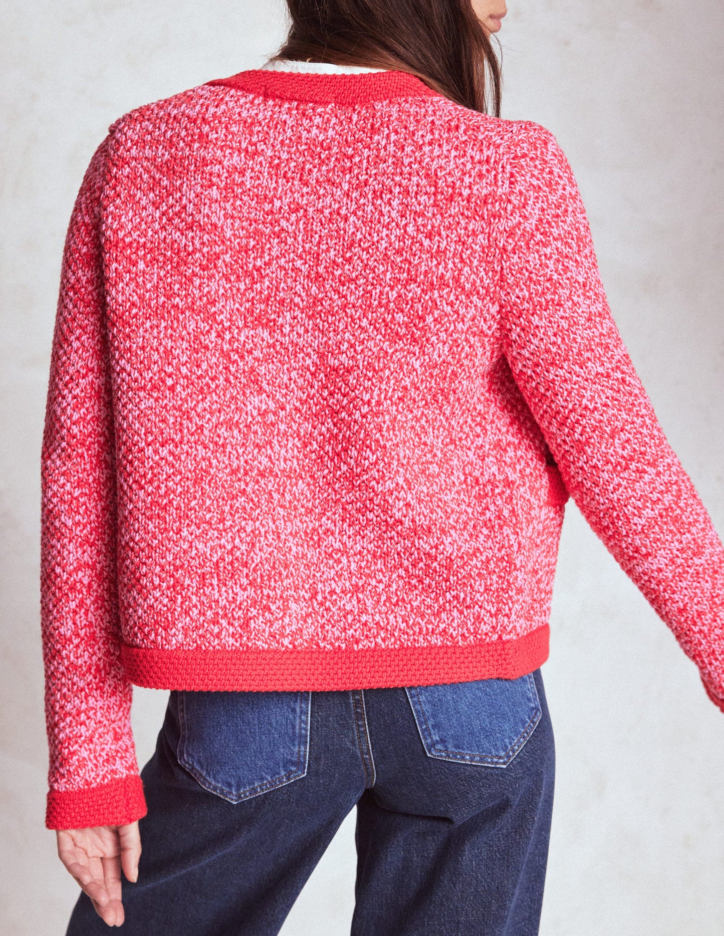 Libby Knitted Jacket-Pink Ribbon/ Poppy Red