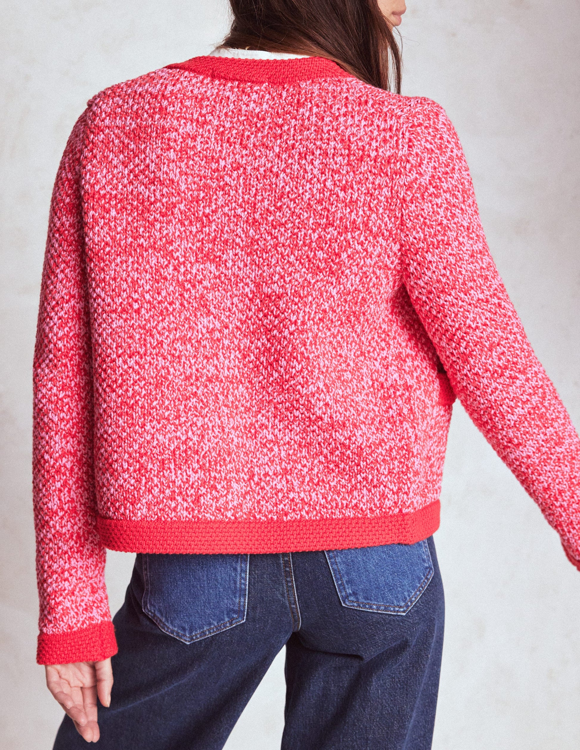 Libby Knitted Jacket-Pink Ribbon/ Poppy Red-4