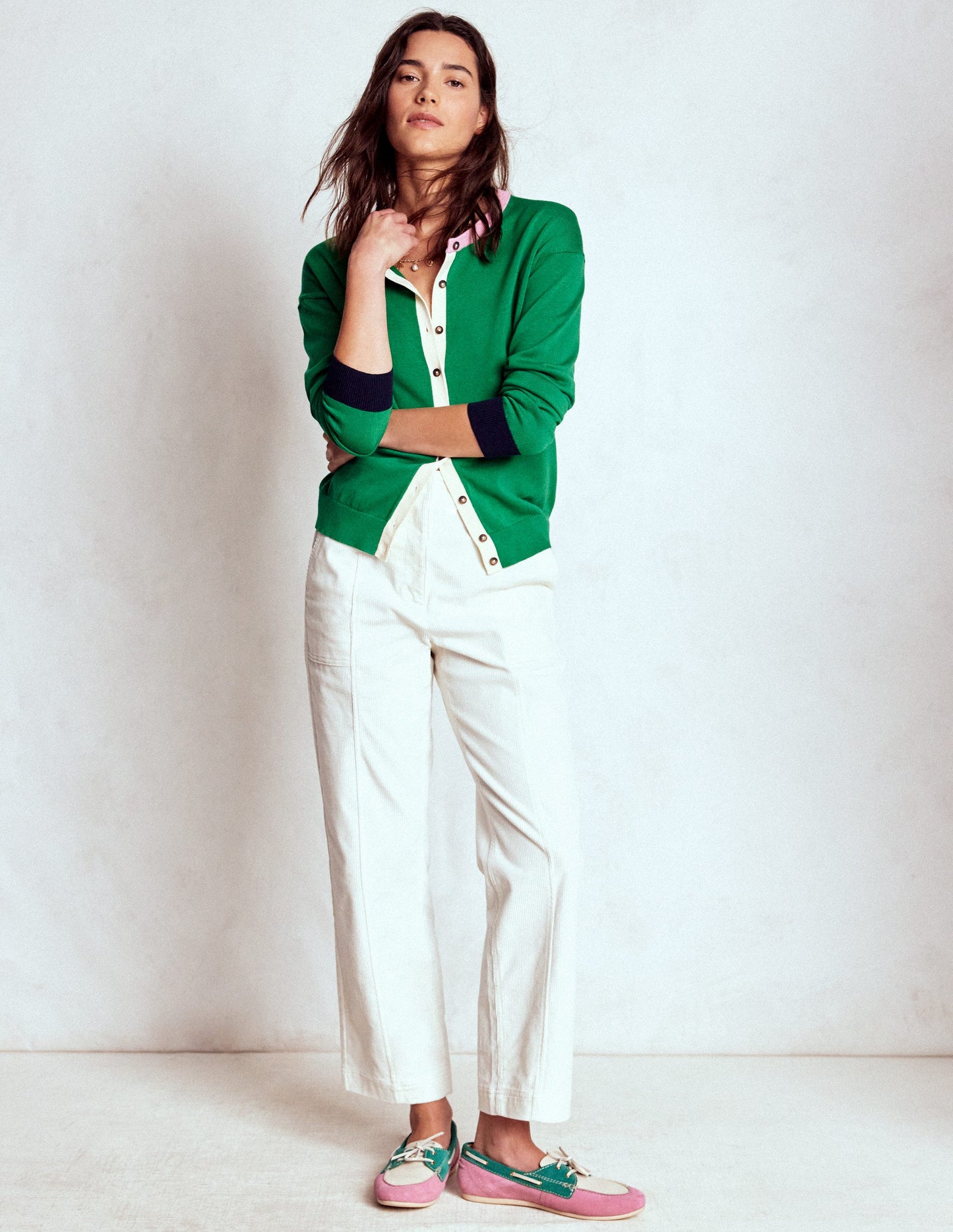 Lara Relaxed Cotton Cardigan-Rich Emerald