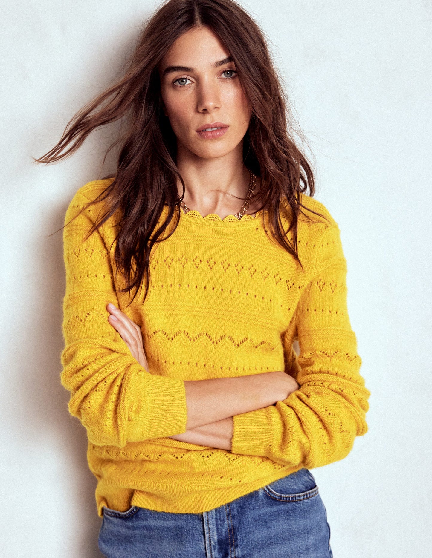 Leticia Lace Trim Jumper-Golden Rye