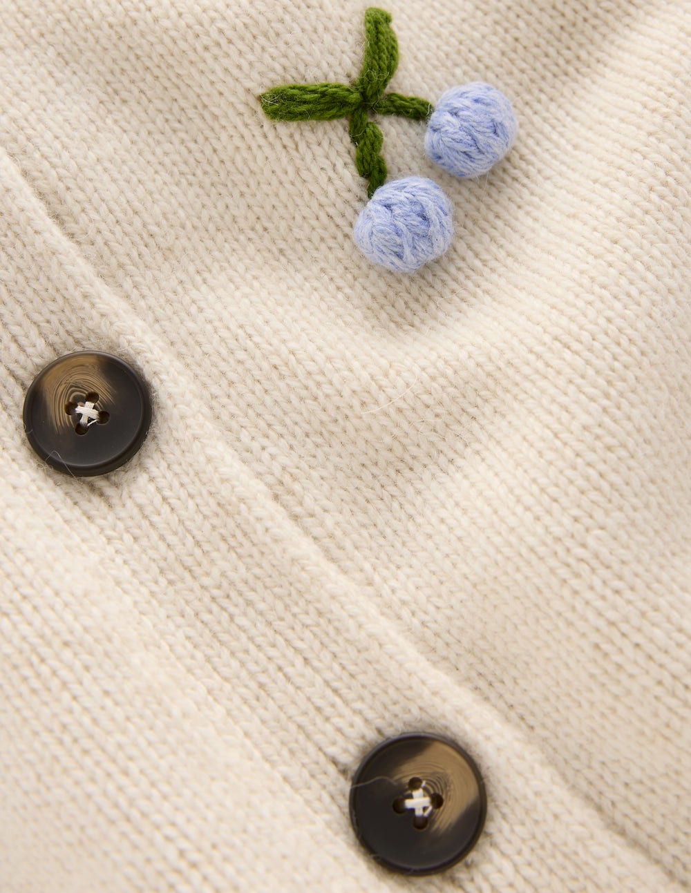Natalie Embroidered Cardigan-Oatmeal Melange, Cherry