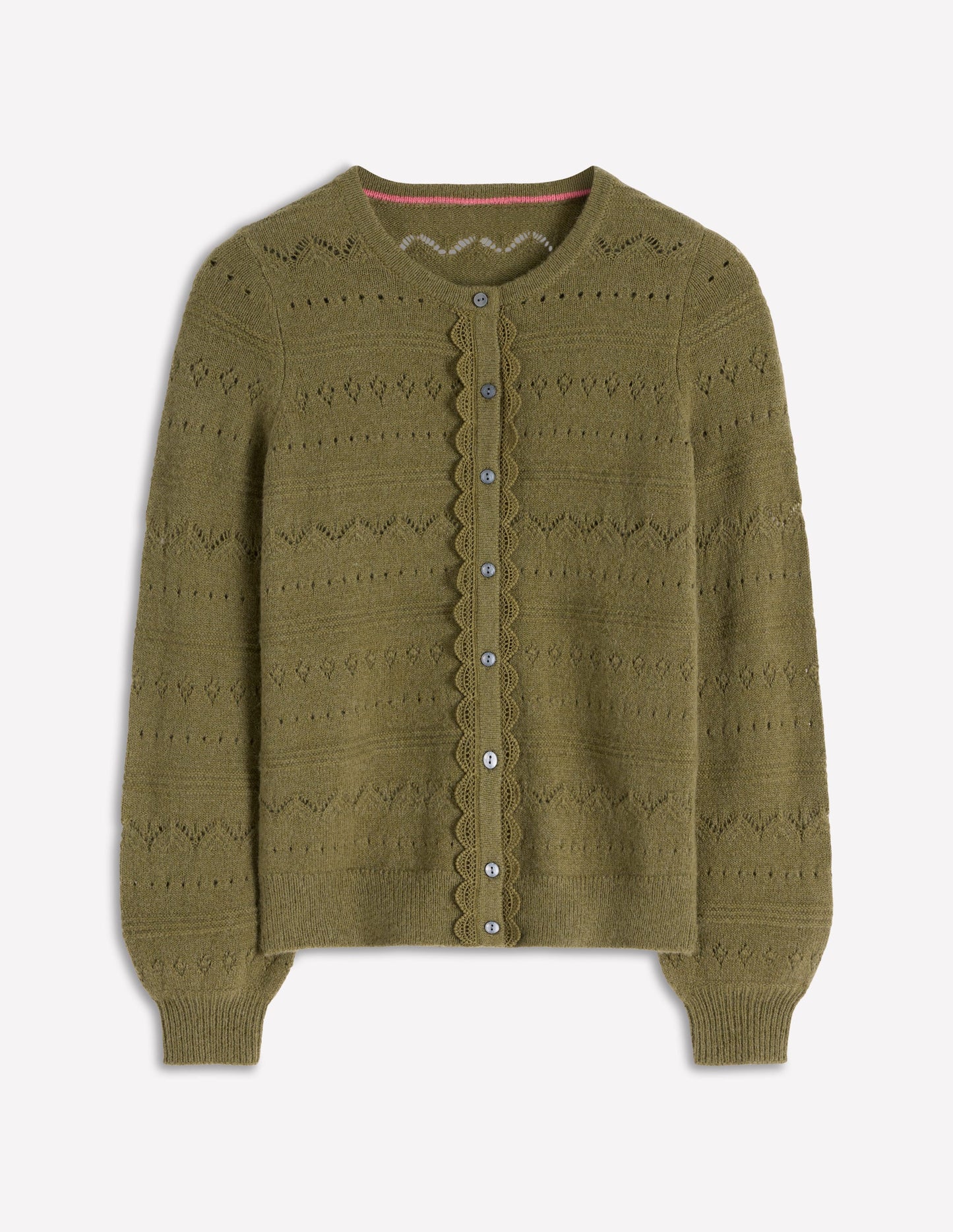Leticia Lace Trim Cardigan-Woodland Green
