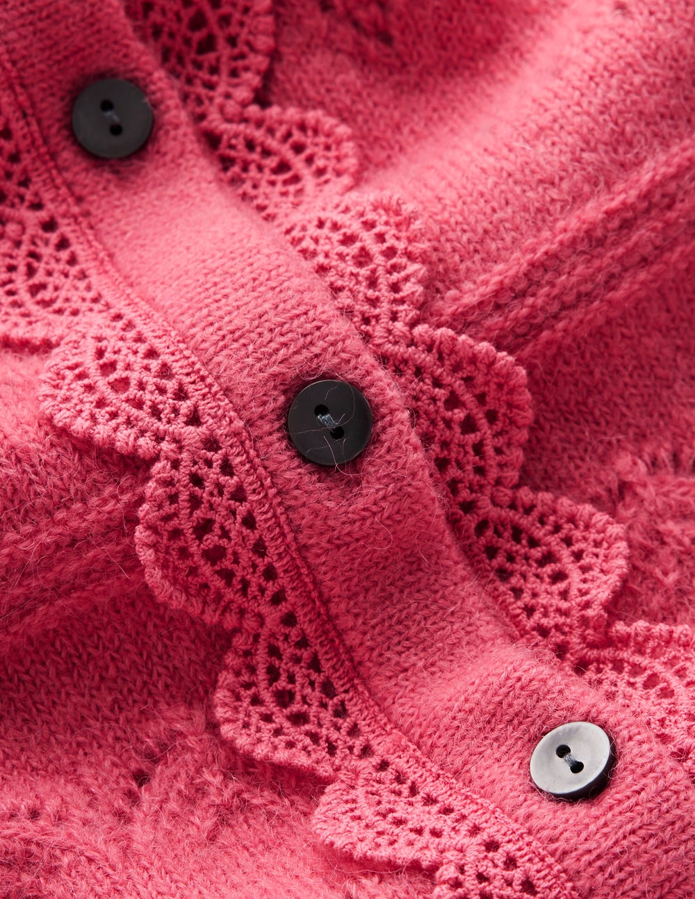 Leticia Lace Trim Cardigan-Rose Pink