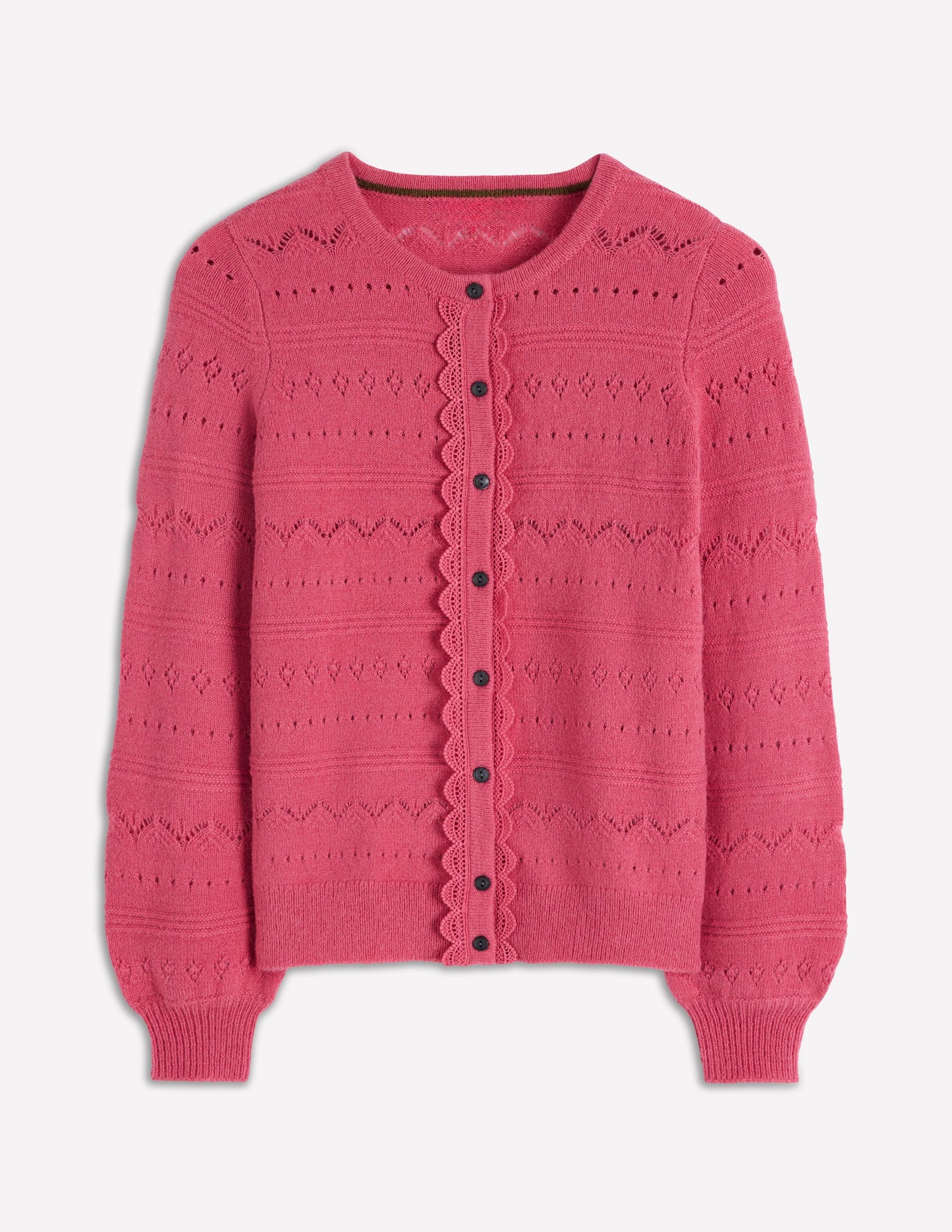 Leticia Lace Trim Cardigan-Rose Pink