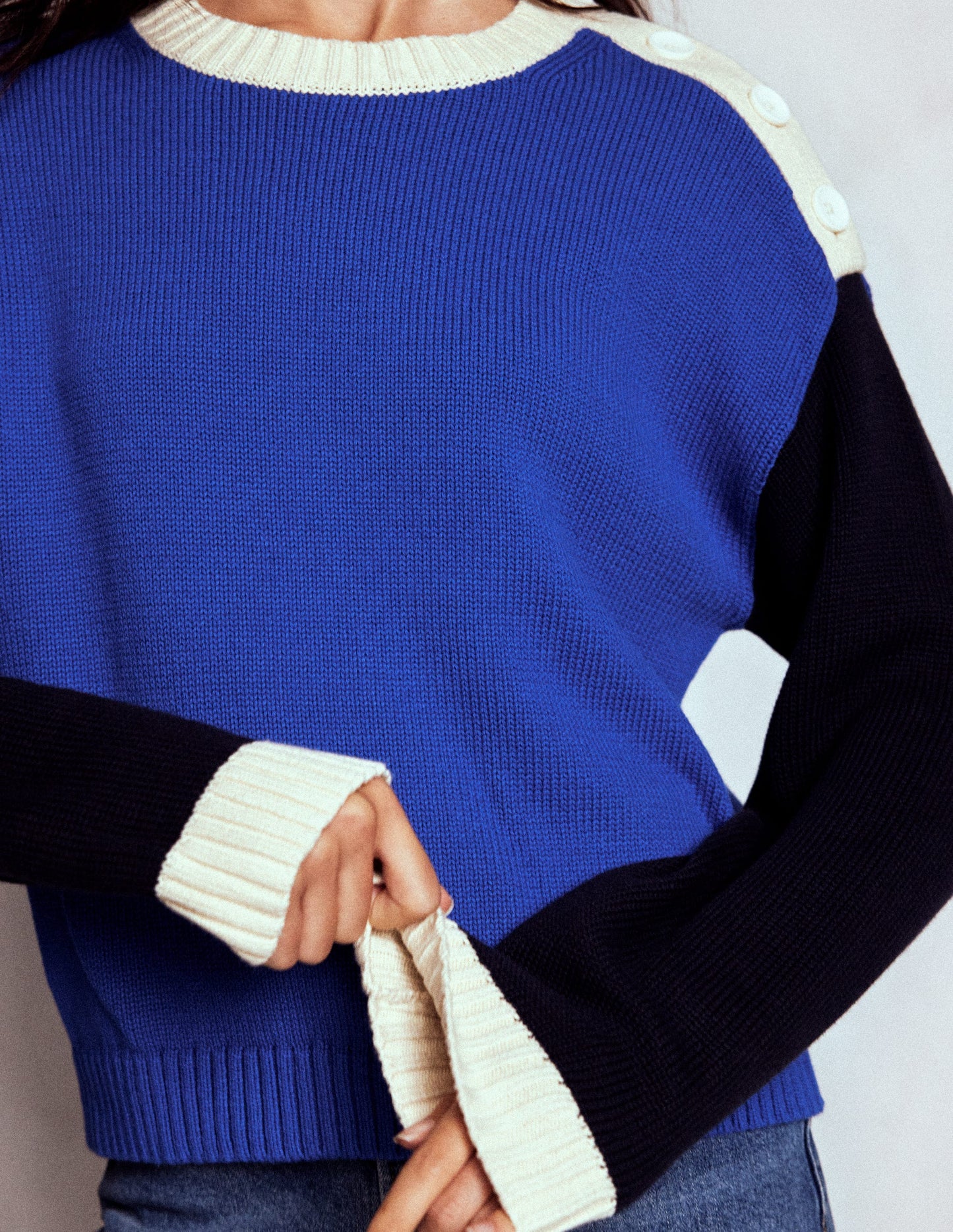 Jemma Chunky Cotton Jumper-Bright Blue
