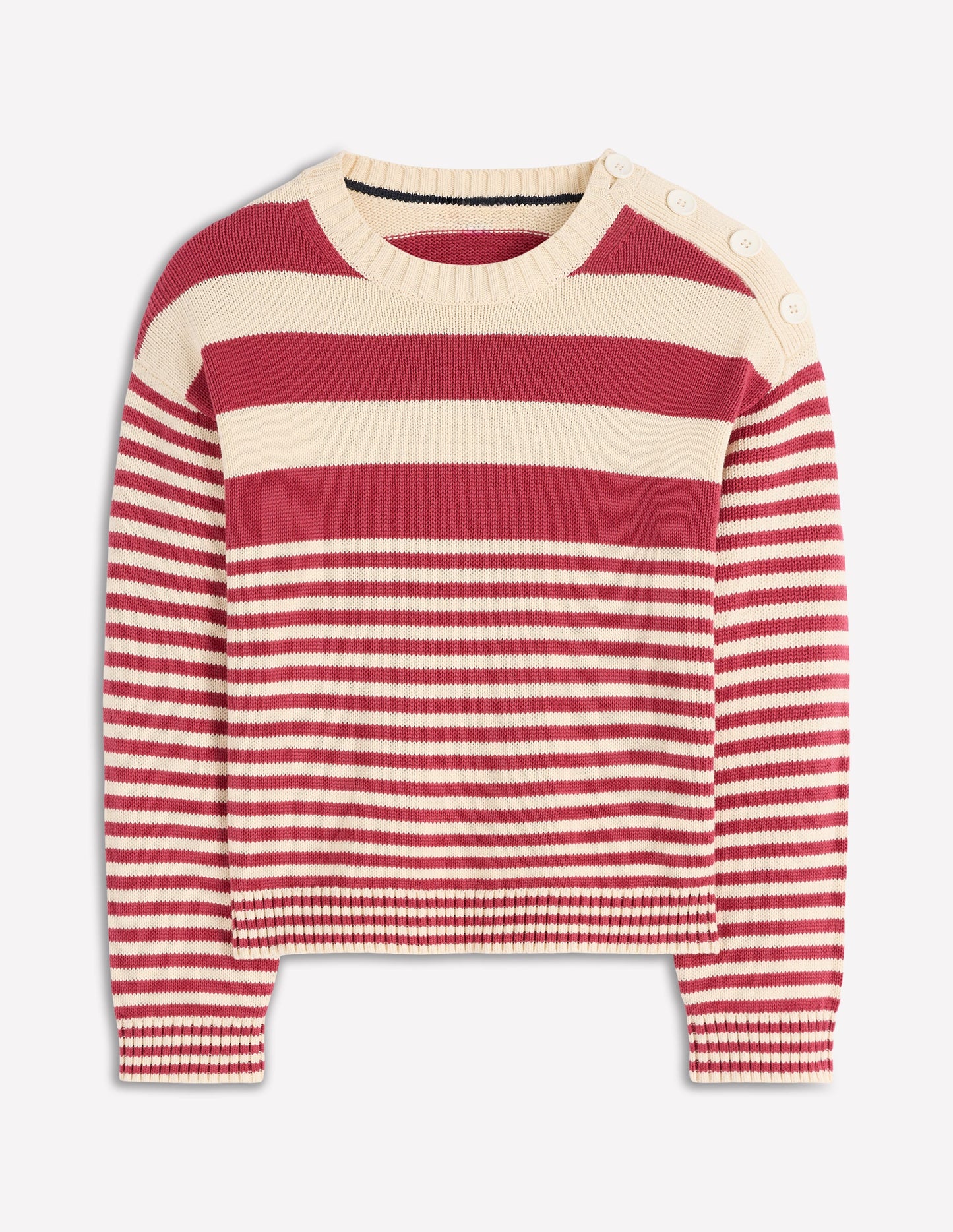 Jemma Chunky Cotton Jumper-Warm Ivory/ Terracotta