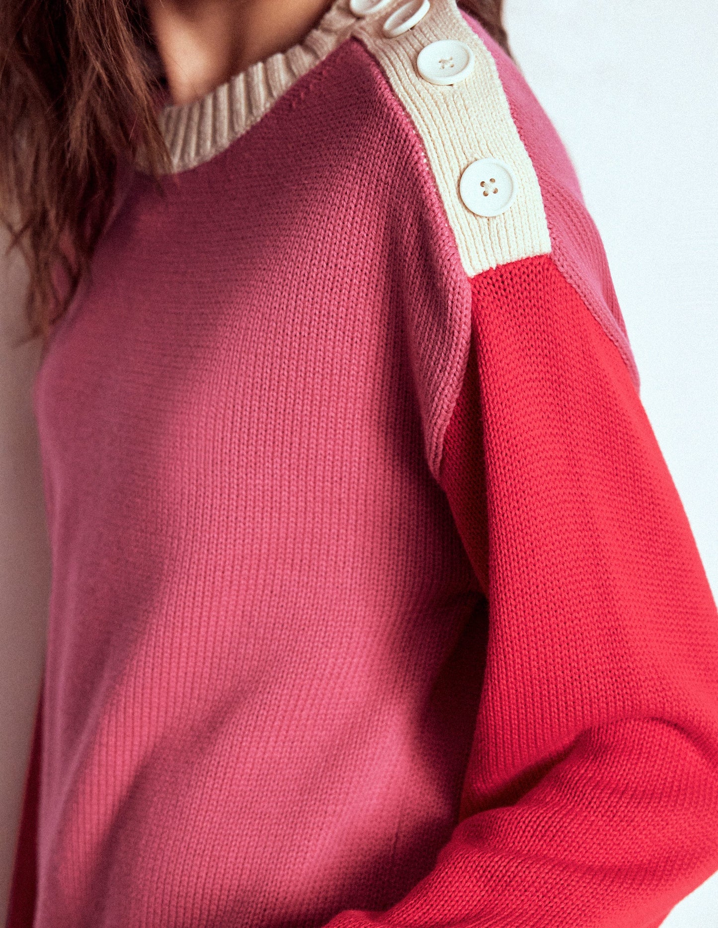 Jemma Chunky Cotton Jumper-Rose Pink