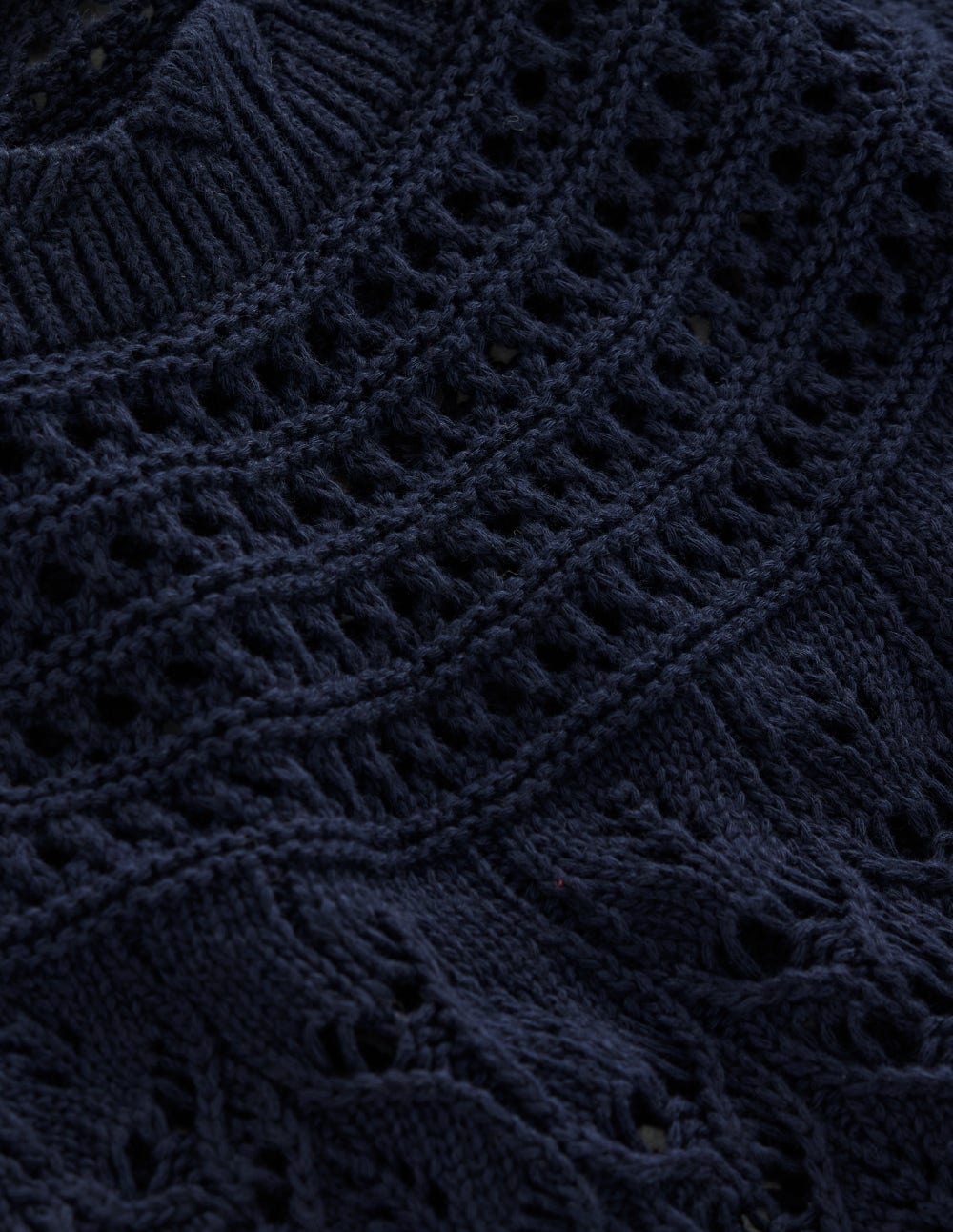 Crochet Mix Stitch Jumper-Navy