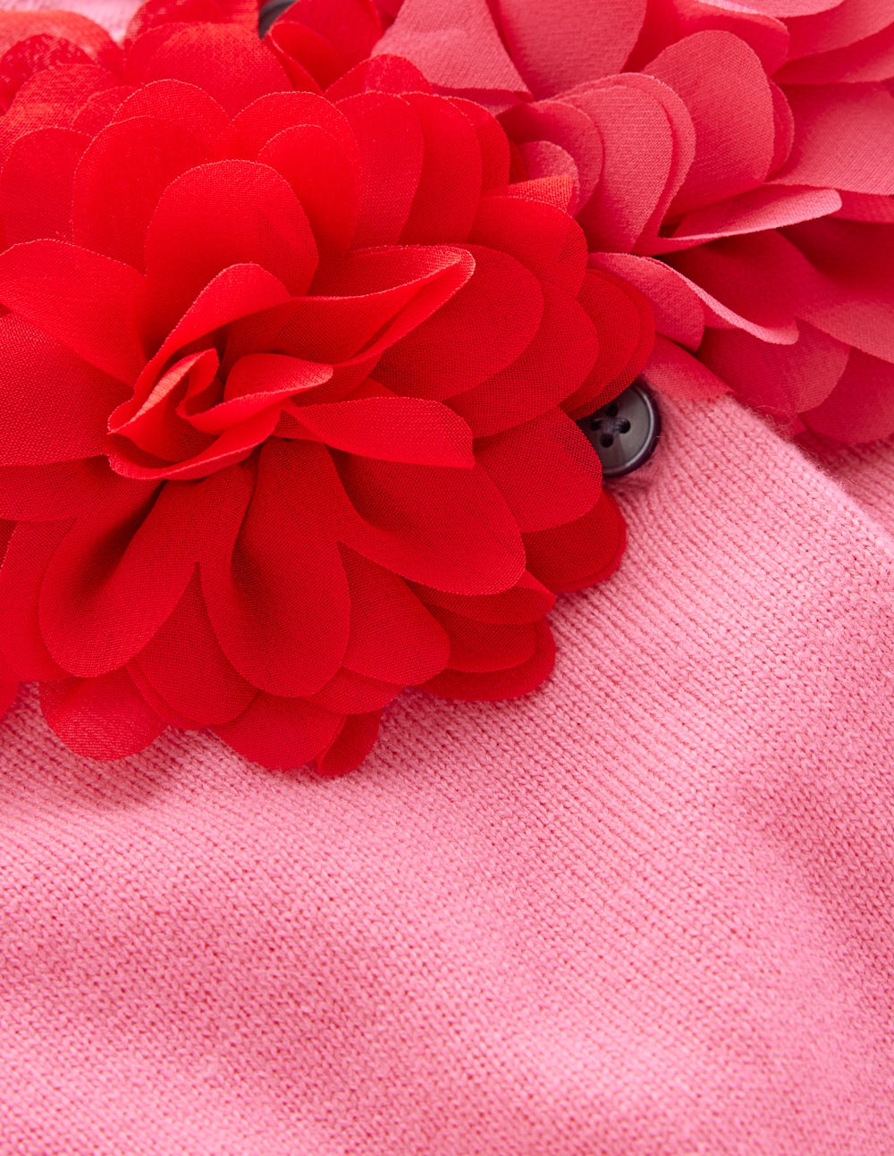 Crew Neck Cropped Cardigan-Pink Ribbon