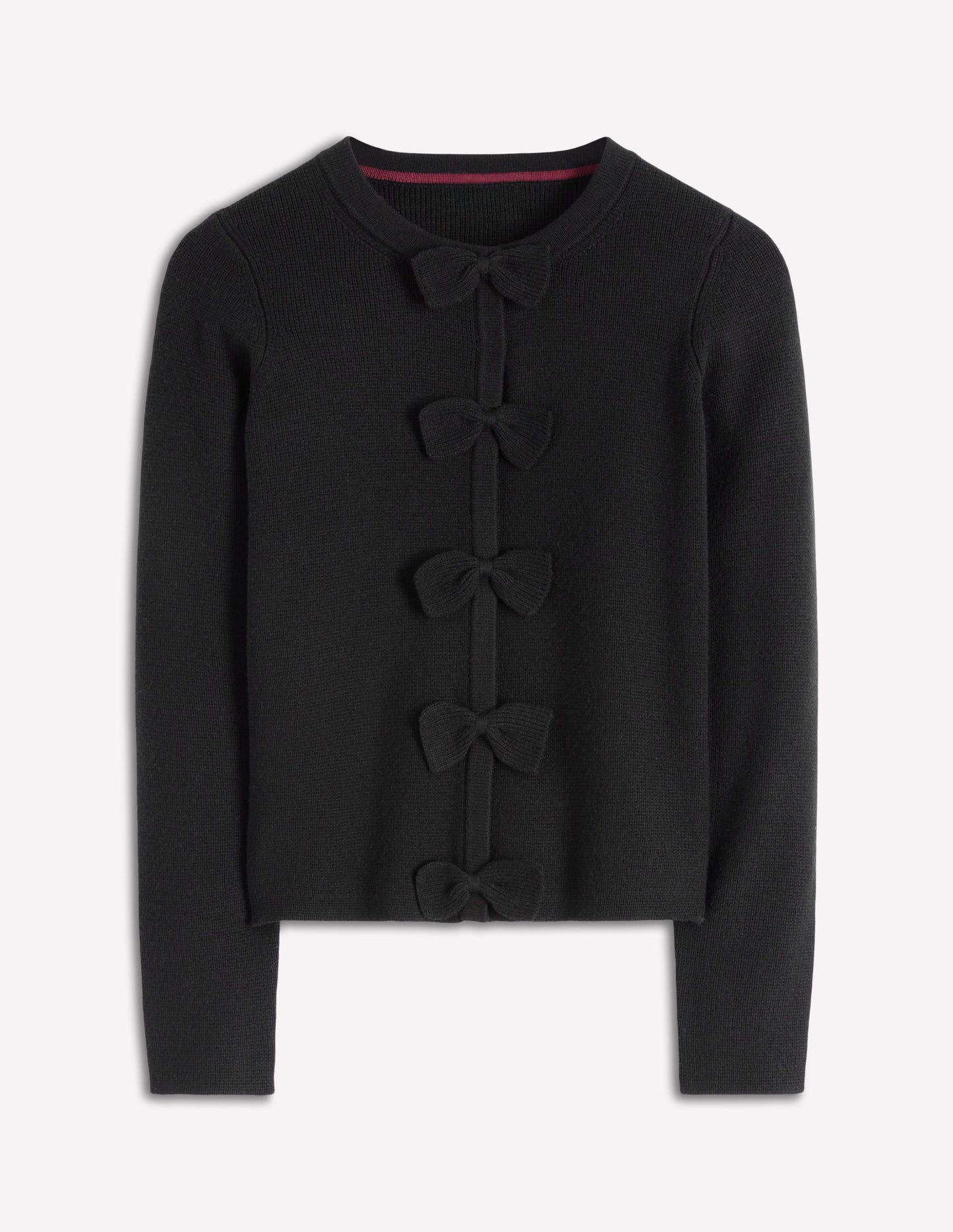 Knitted Bow Cardigan-Black