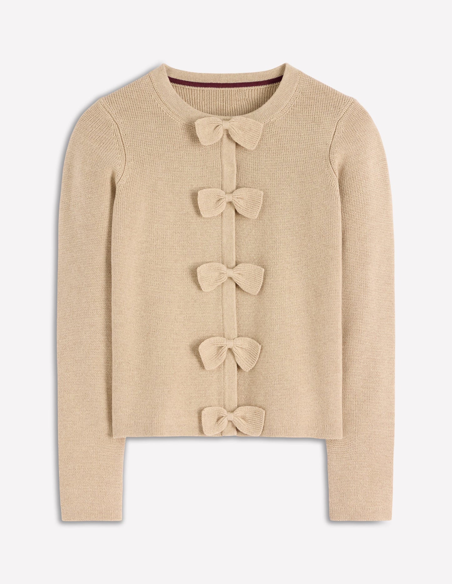 Knitted Bow Cardigan-Chinchilla Melange