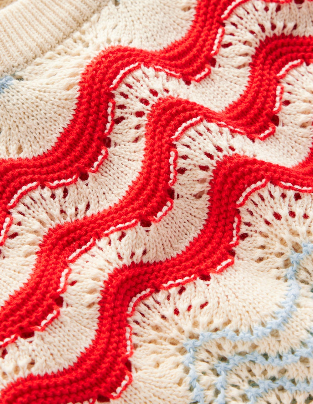 Cotton Wave Tank-Navy/ Red Textured Wave