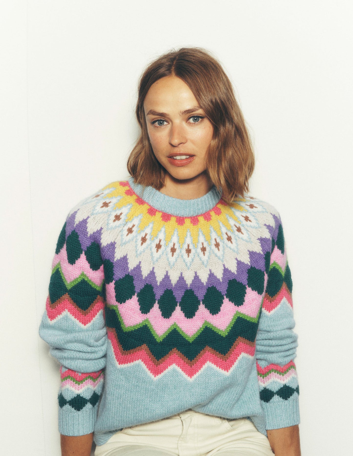Eleanor Fair Isle Jumper-Tourmaline Blue Melange