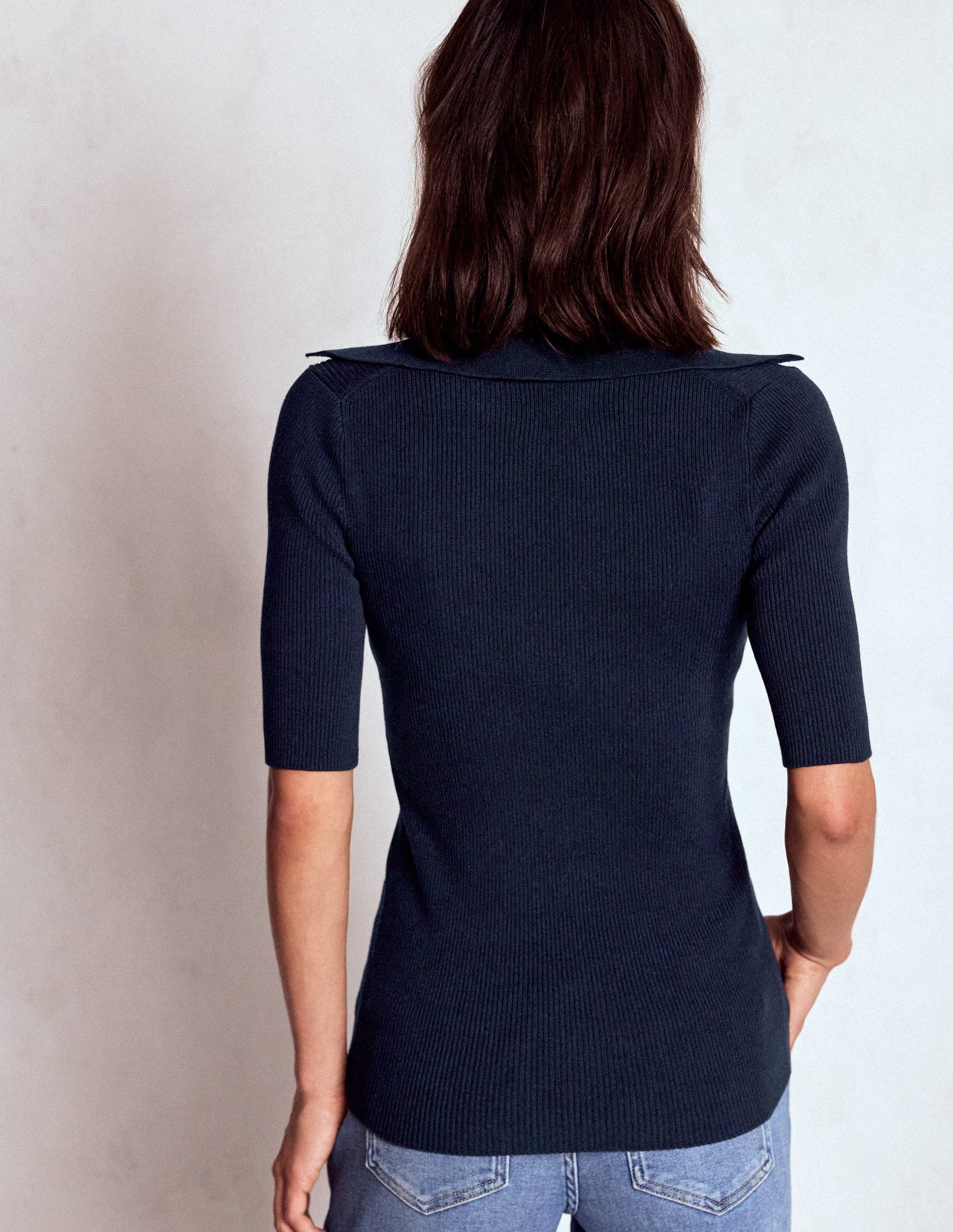 Rib Henley Top-Navy