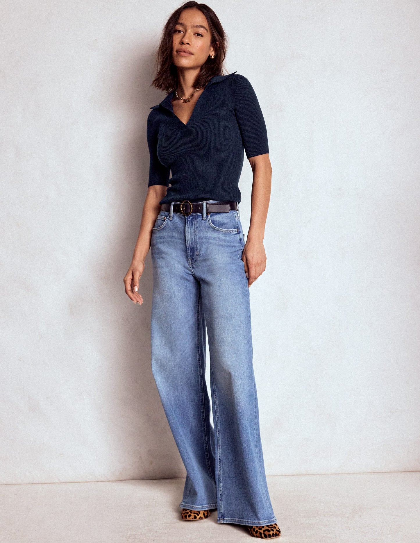 Rib Henley Top-Navy